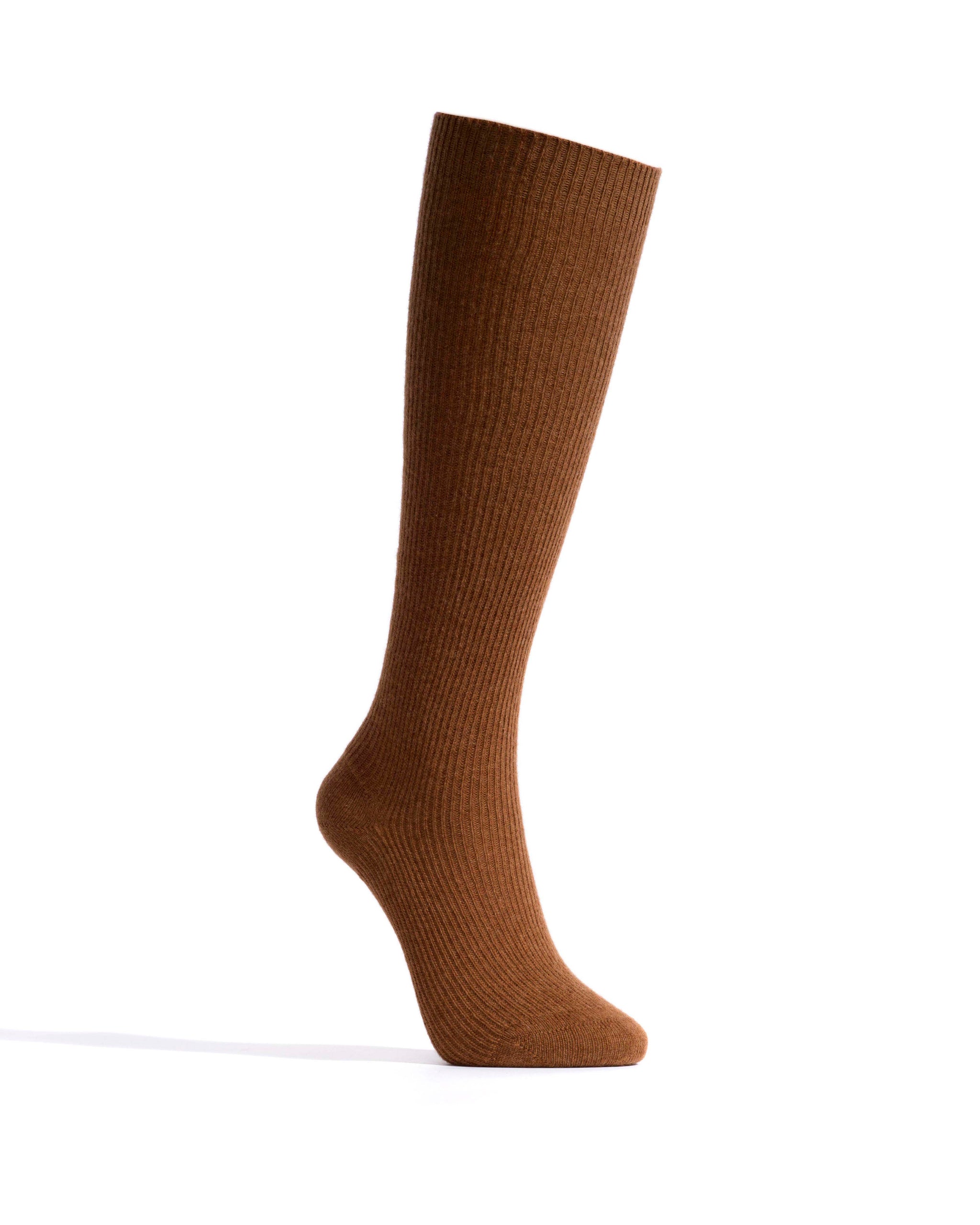Lanai knee-high cashmere socks 70% wool 30% cashmere Coconut brown