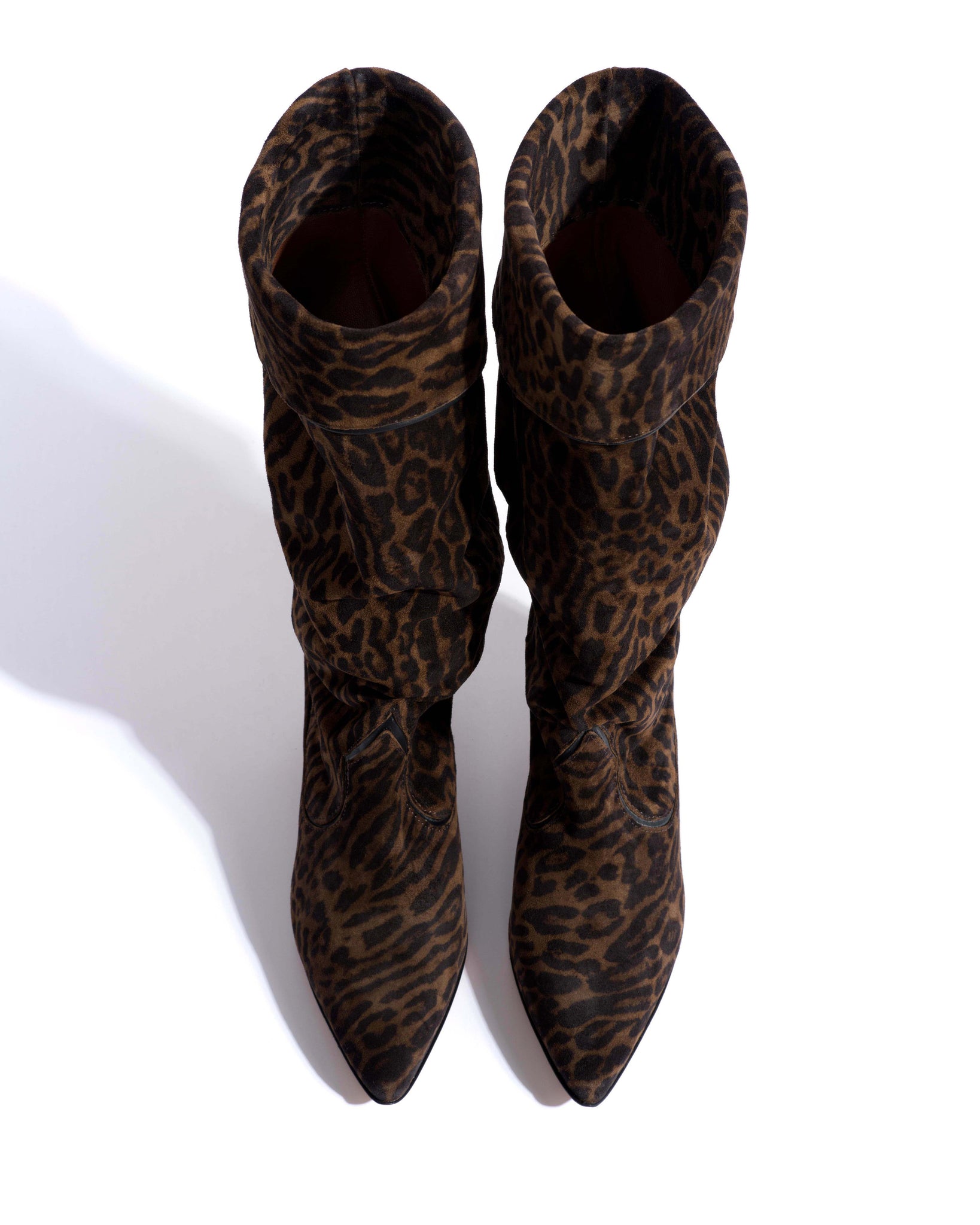 Hillerie 40 stiletto Calf suede print & sleek leather Jaguar & black - Anonymous Copenhagen High shaft boots