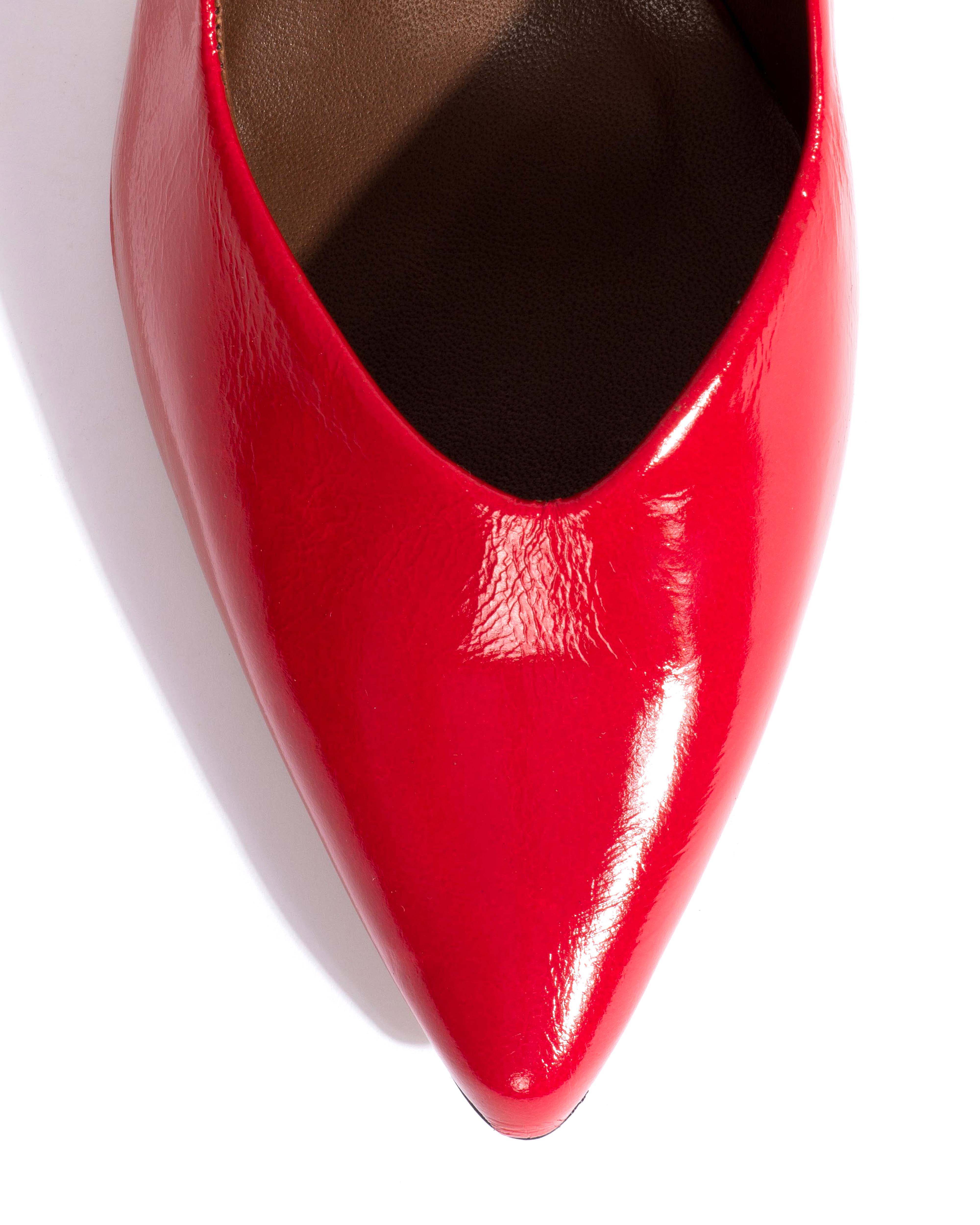 Trini 75 Crinkled polished goat Scarlet