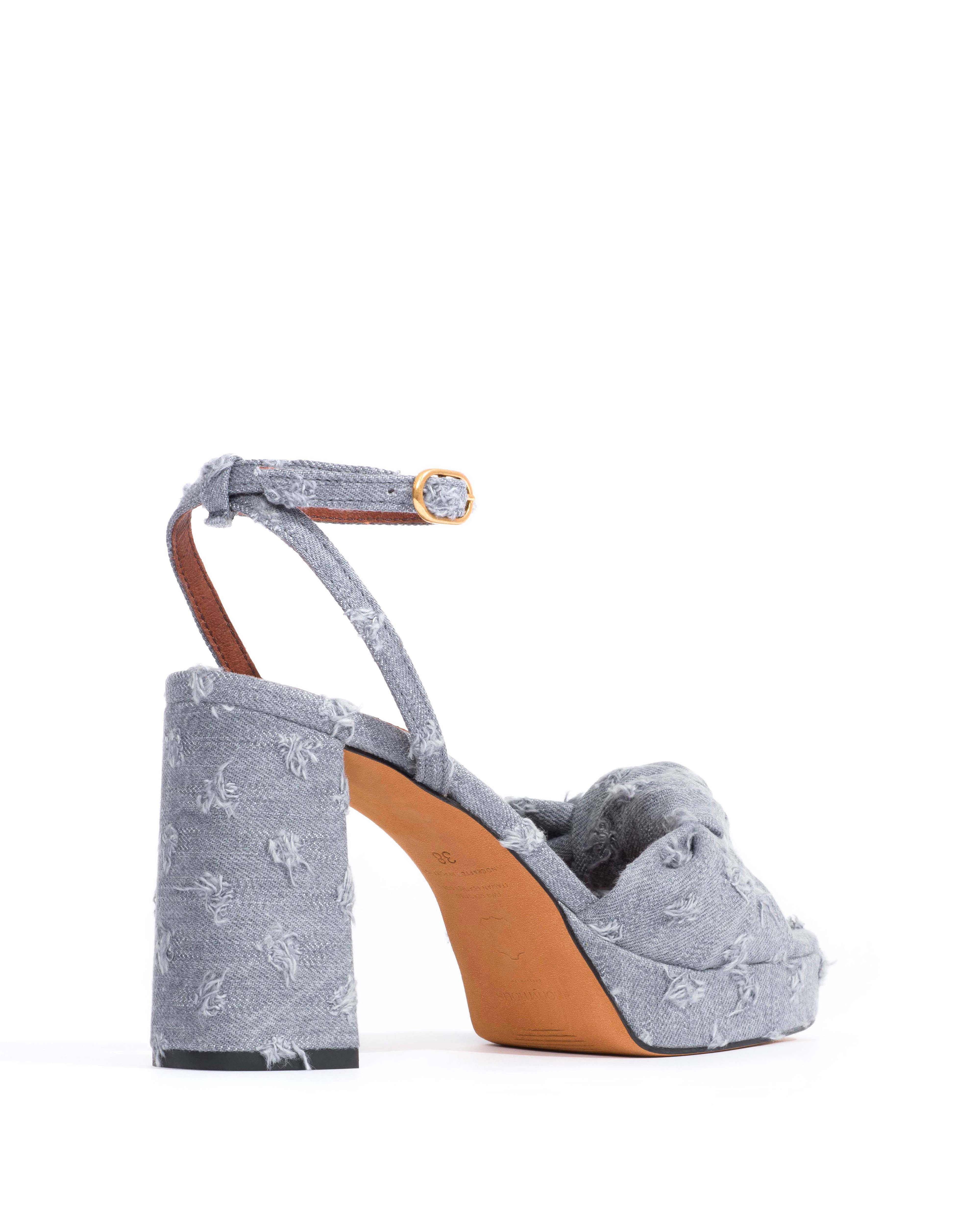 Aliza 85 platform Denim Distressed washed grey