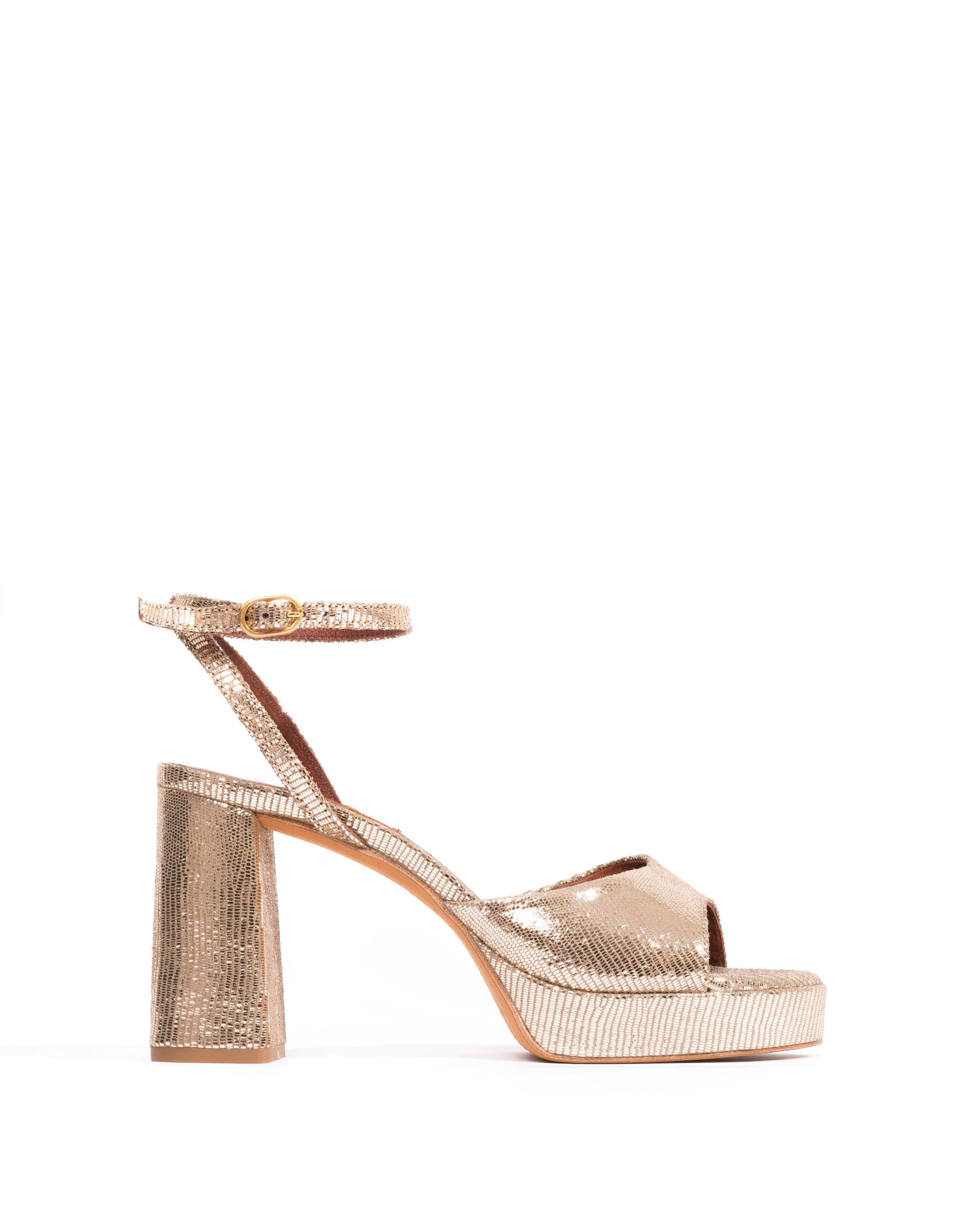 Jolie 85 platform Lizard metallic goat Vintage champagne