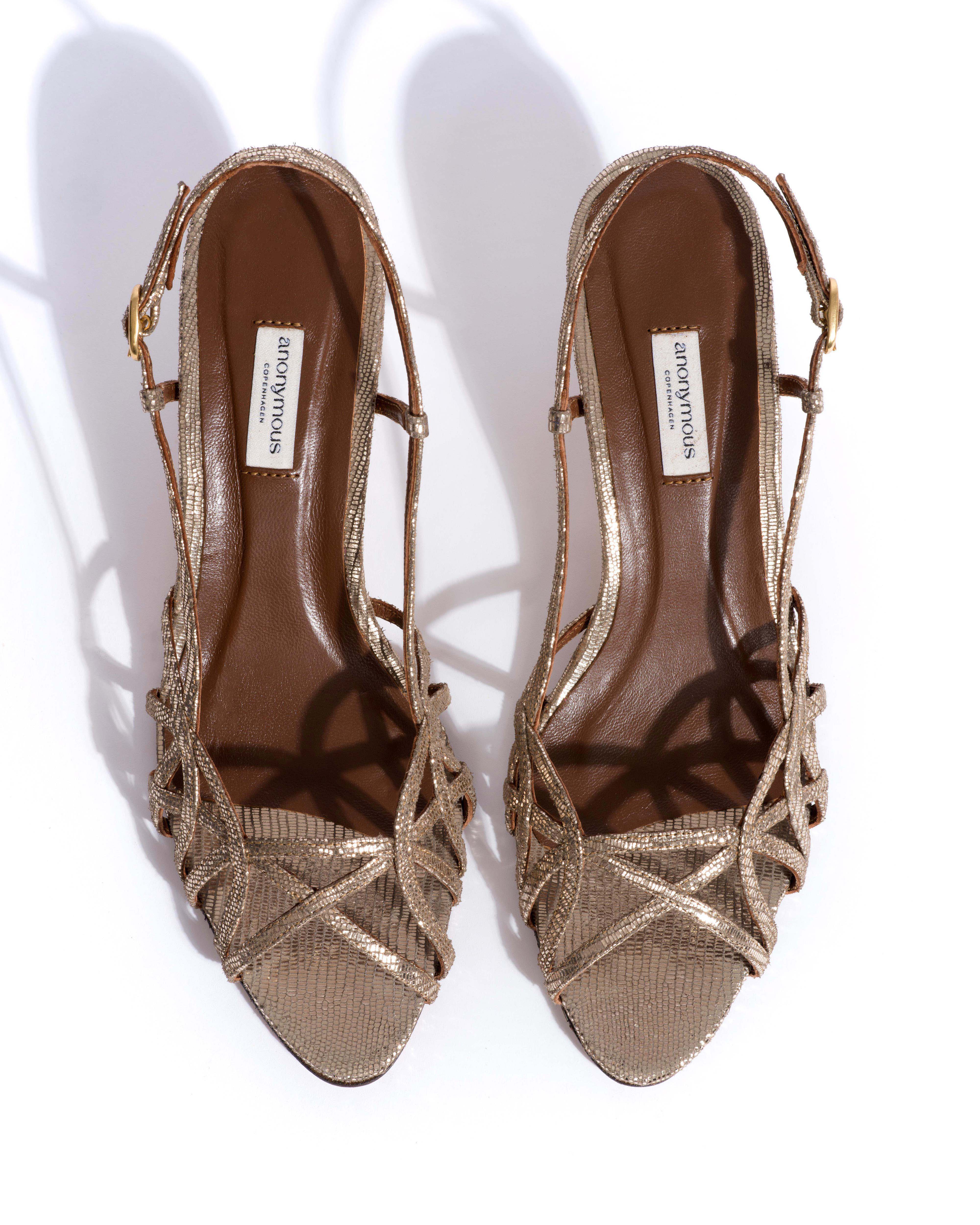 Scarlett 50 kitten Lizard metallic goat Vintage champagne