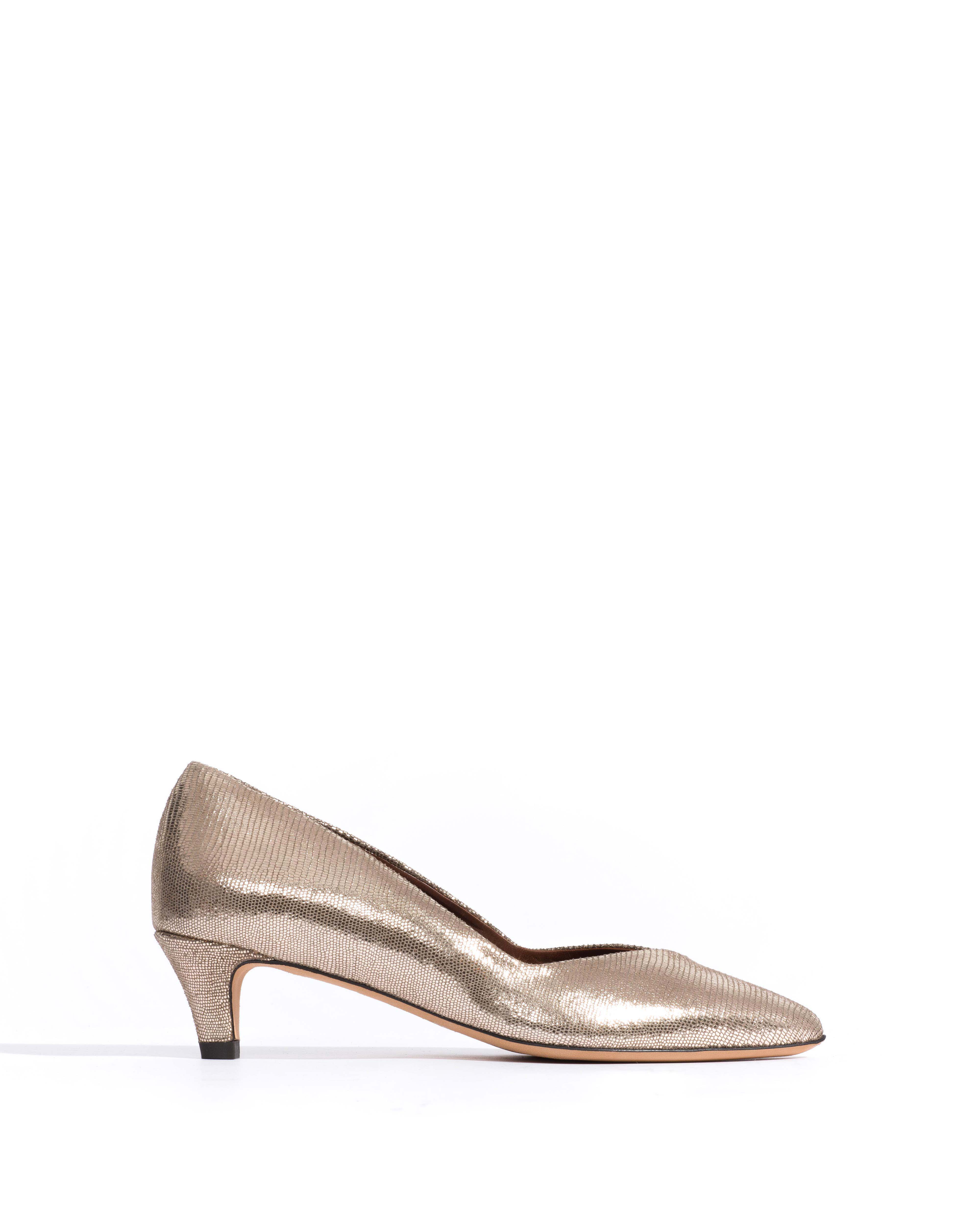 Trini 40 stiletto Lizard metallic goat Vintage champagne