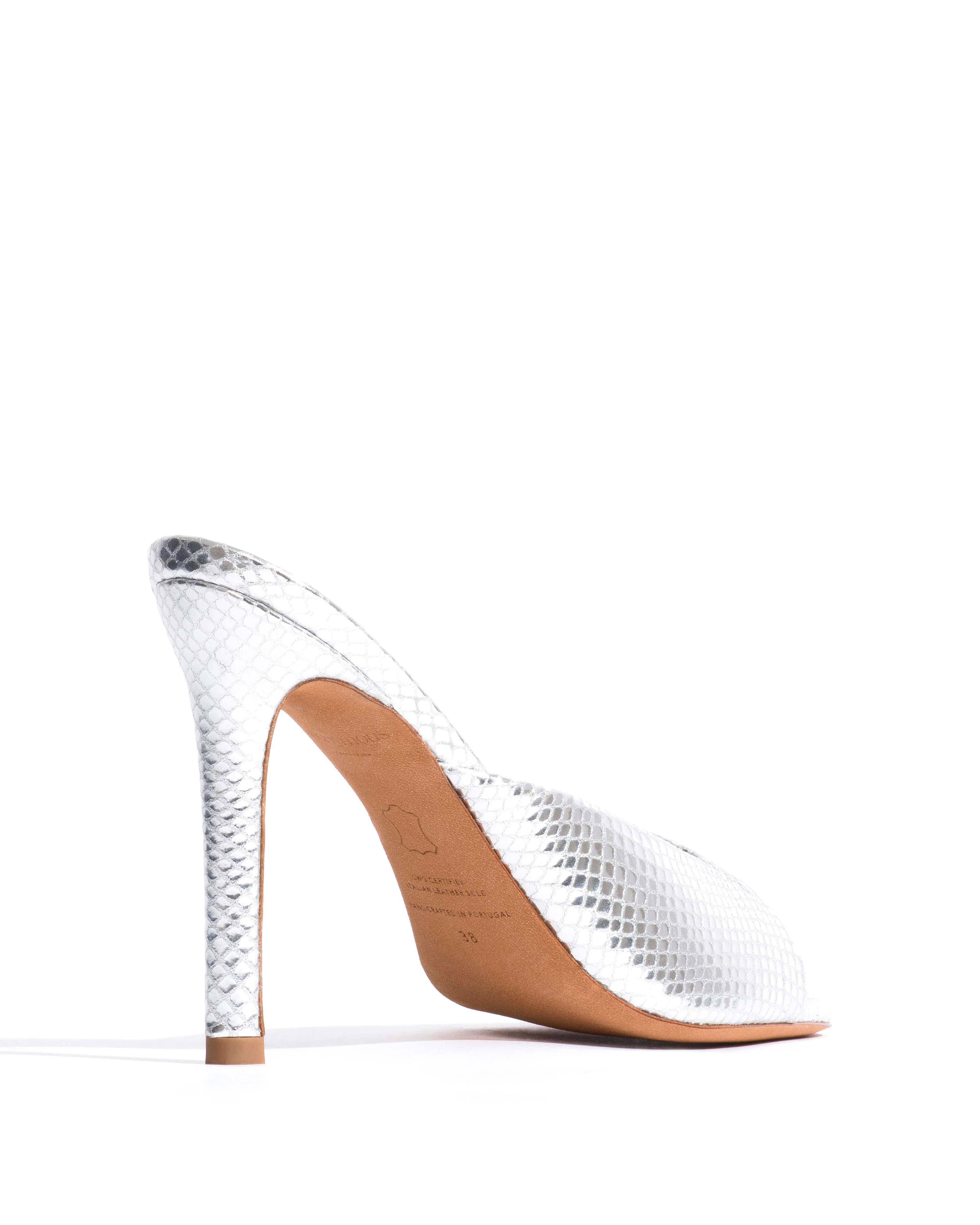 Mazy 100 Snake metallic calf Silver