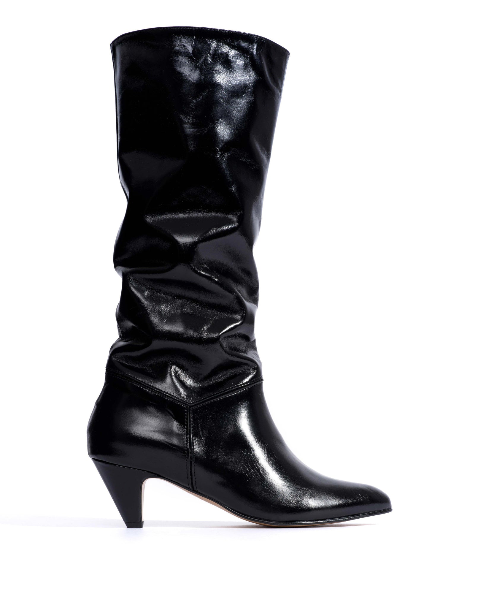 Jasmina 50 stiletto Crinkled polished goat & suede leather Black -