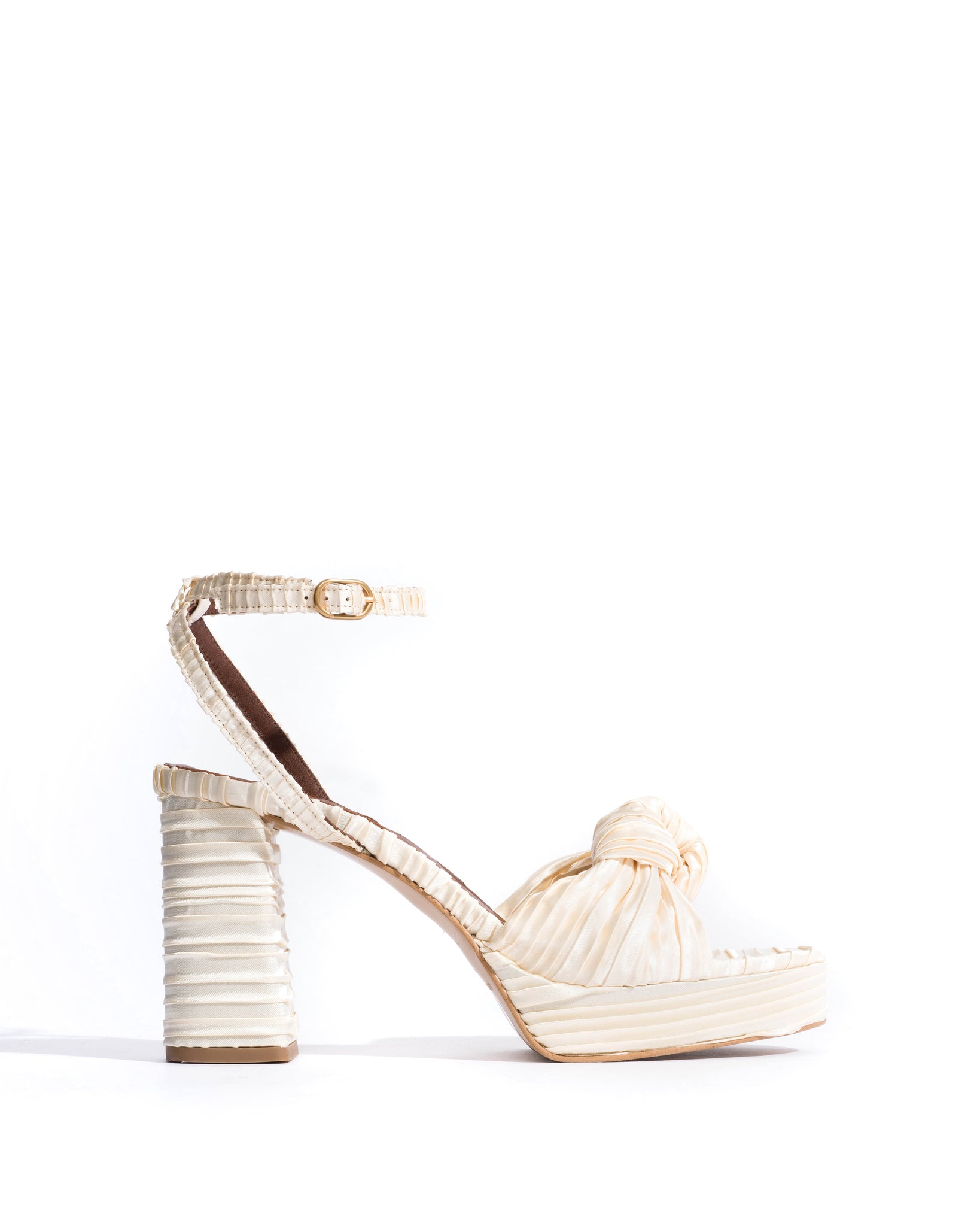 Aliza 85 platform Pleated satin Creamy white