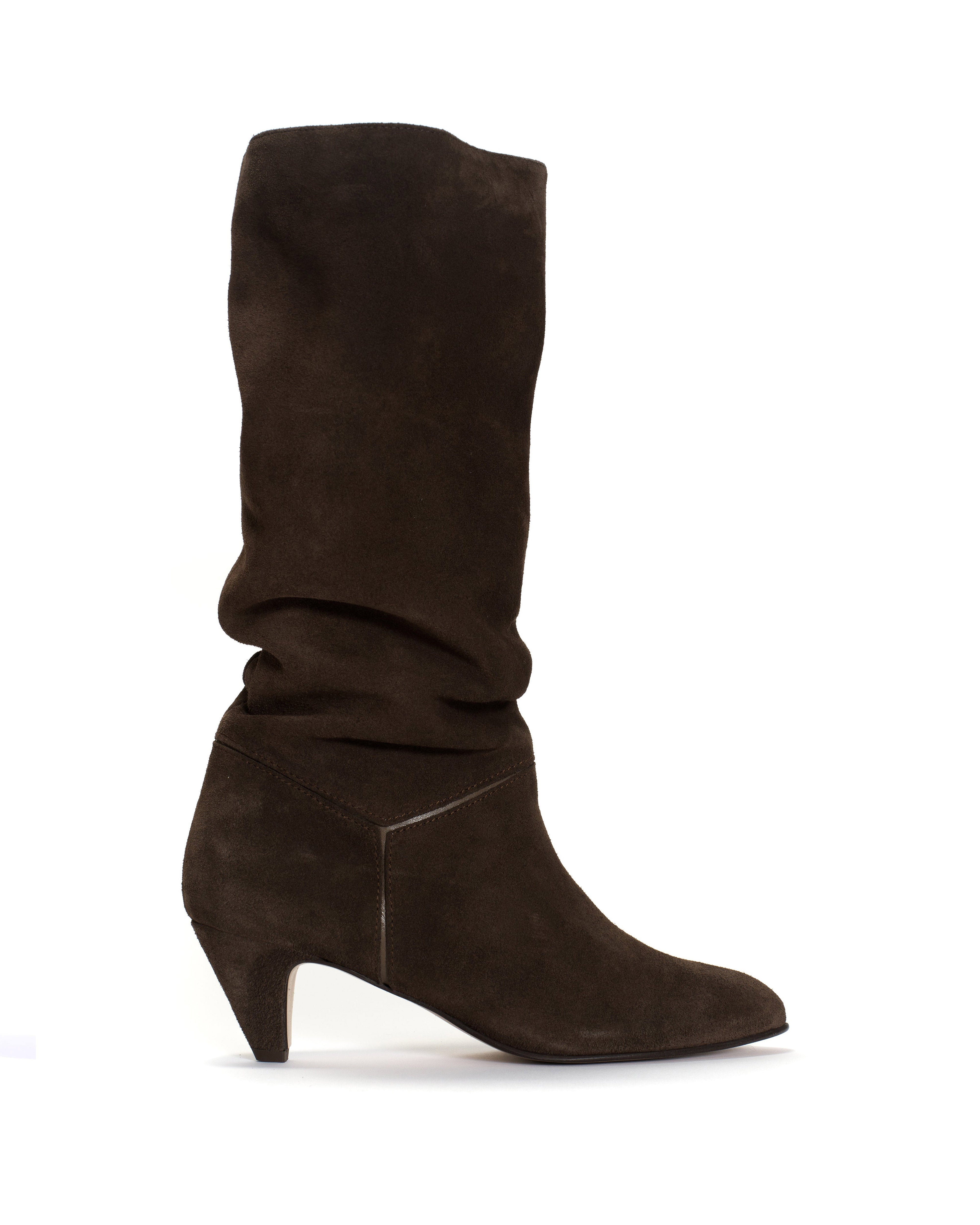 Jasmina 50 stiletto Calf suede & sleek leather Coffee brown & dark taupe
