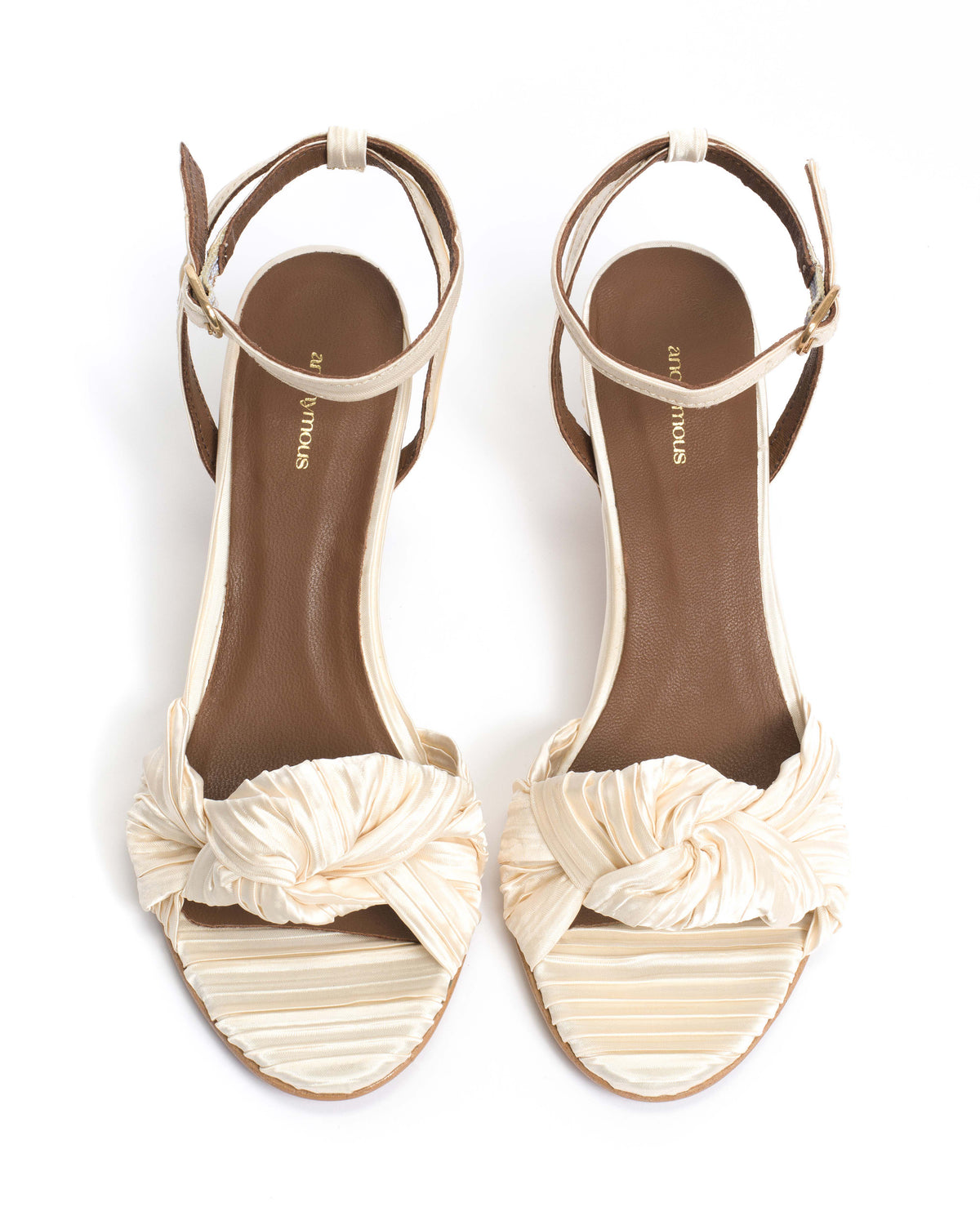 Aliza 50 stiletto Pleated satin Creamy white