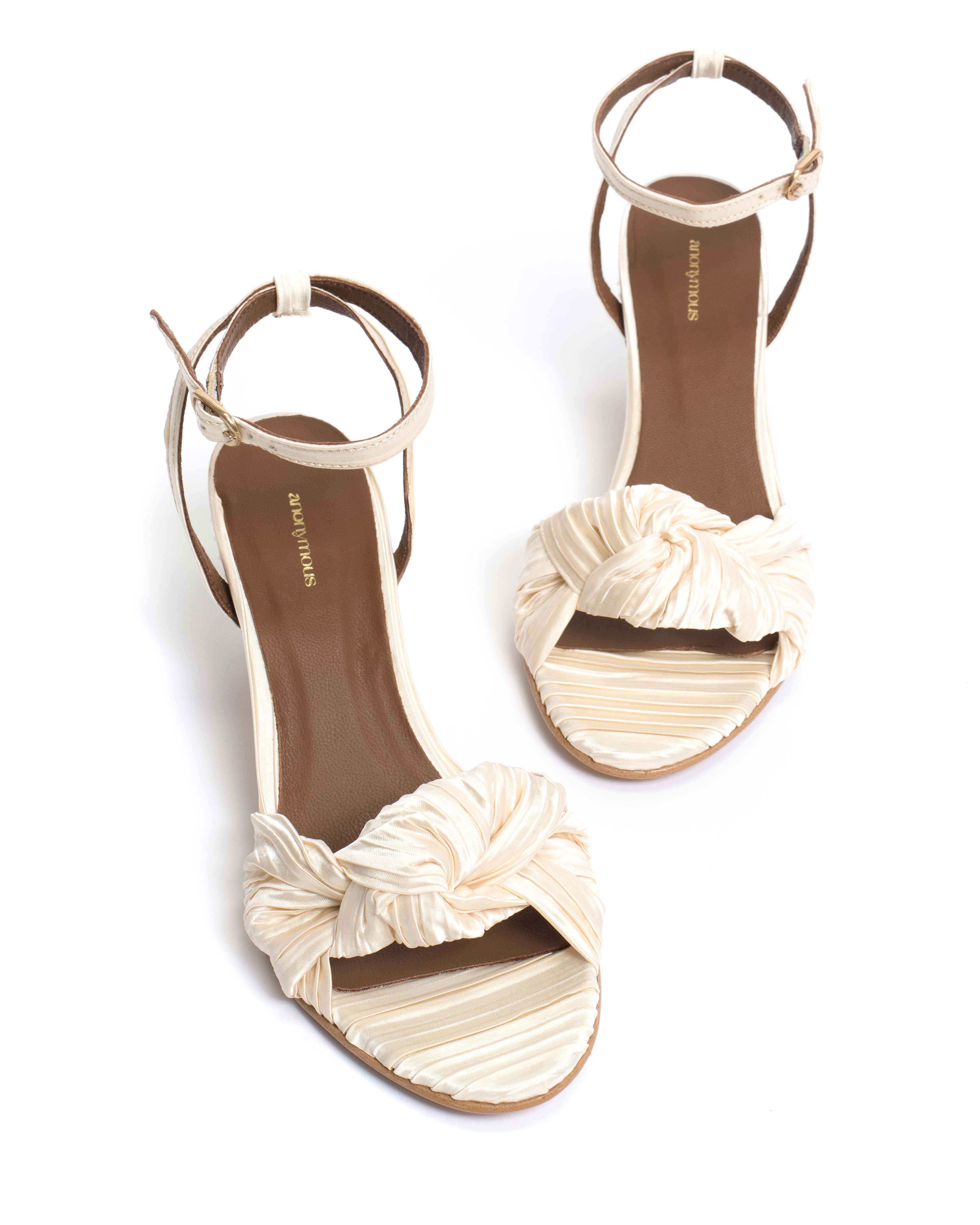 Aliza 50 stiletto Pleated satin Creamy white