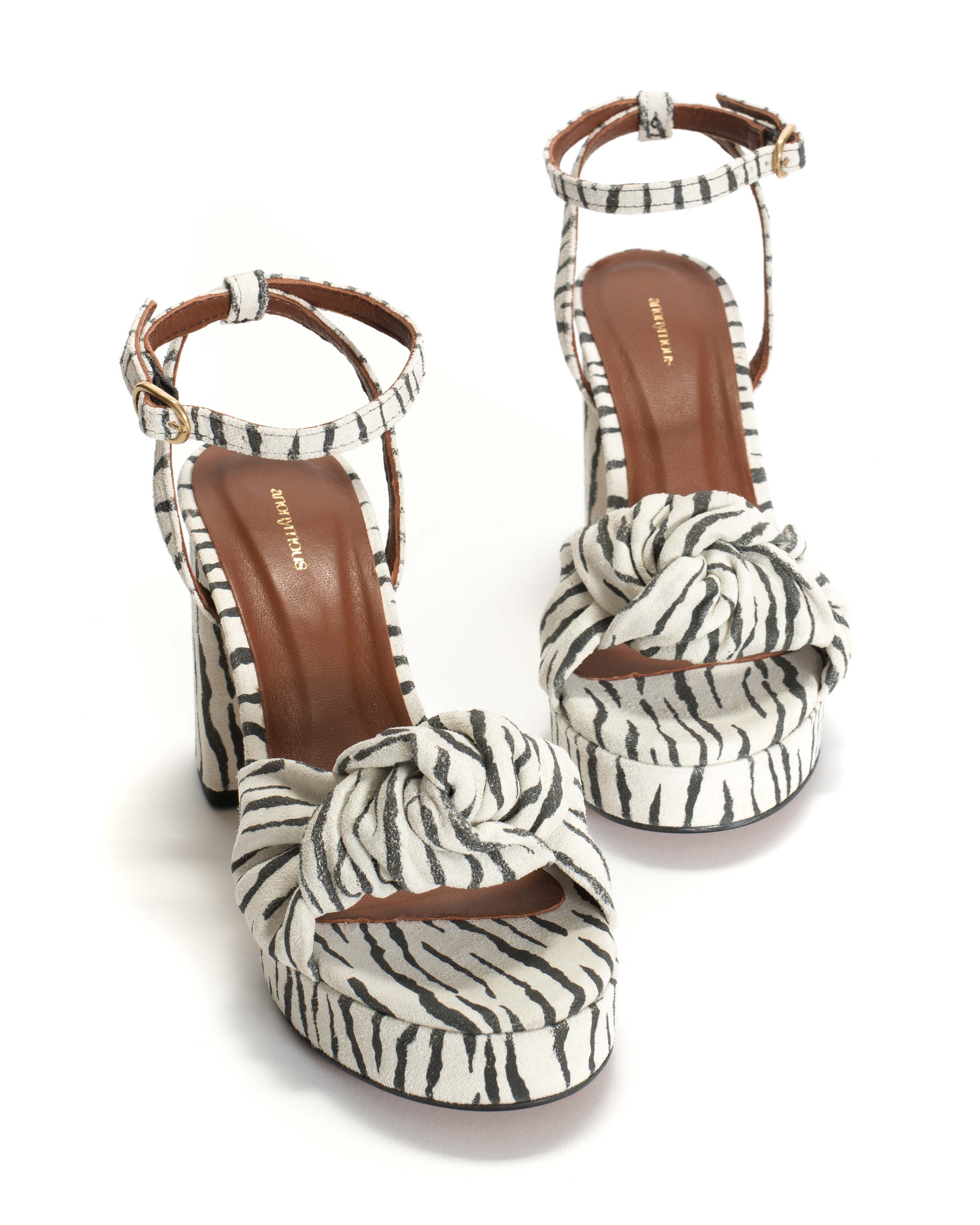 Aliza 85 platform Calf suede print Zebra