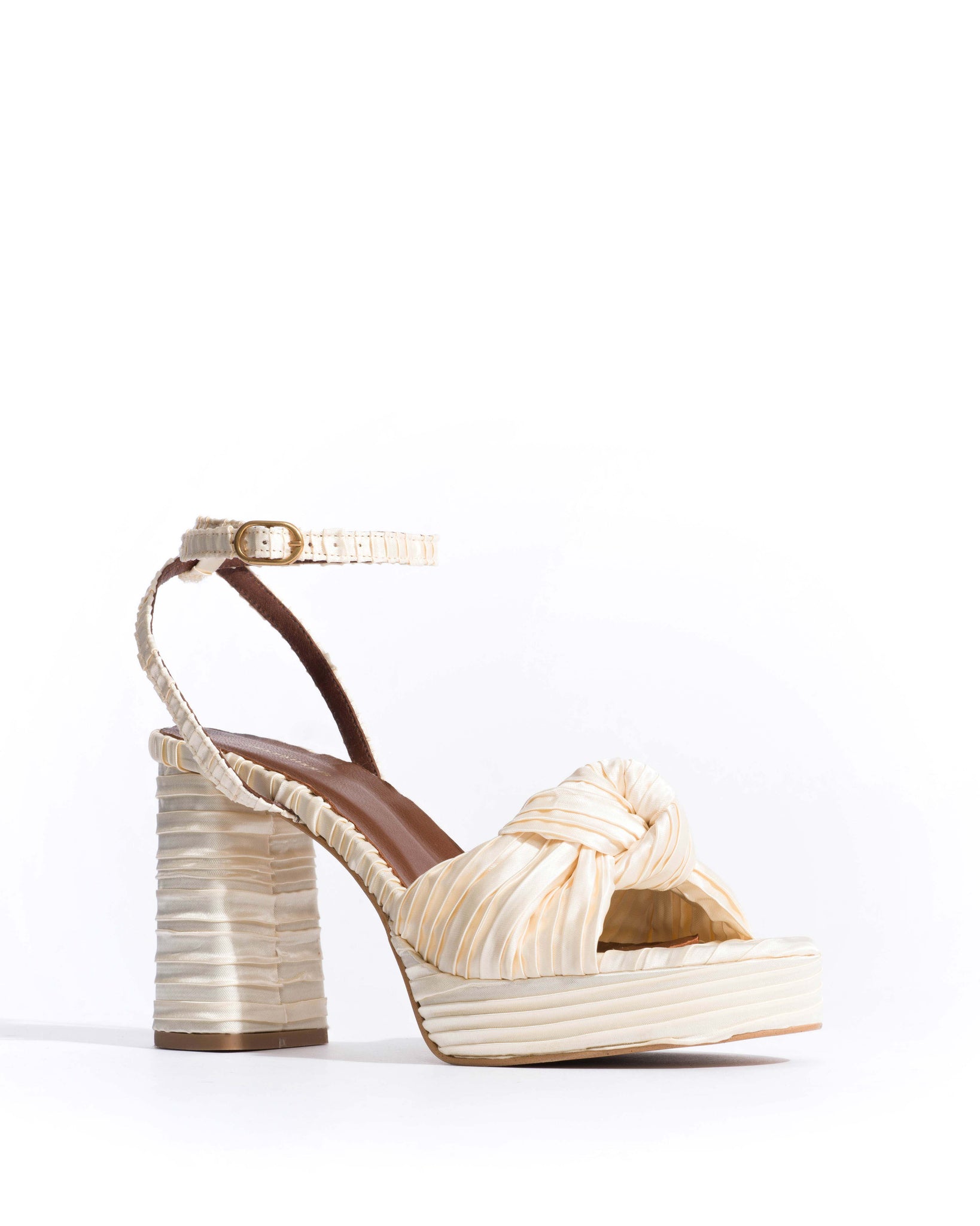 Aliza 85 platform Pleated satin Creamy white