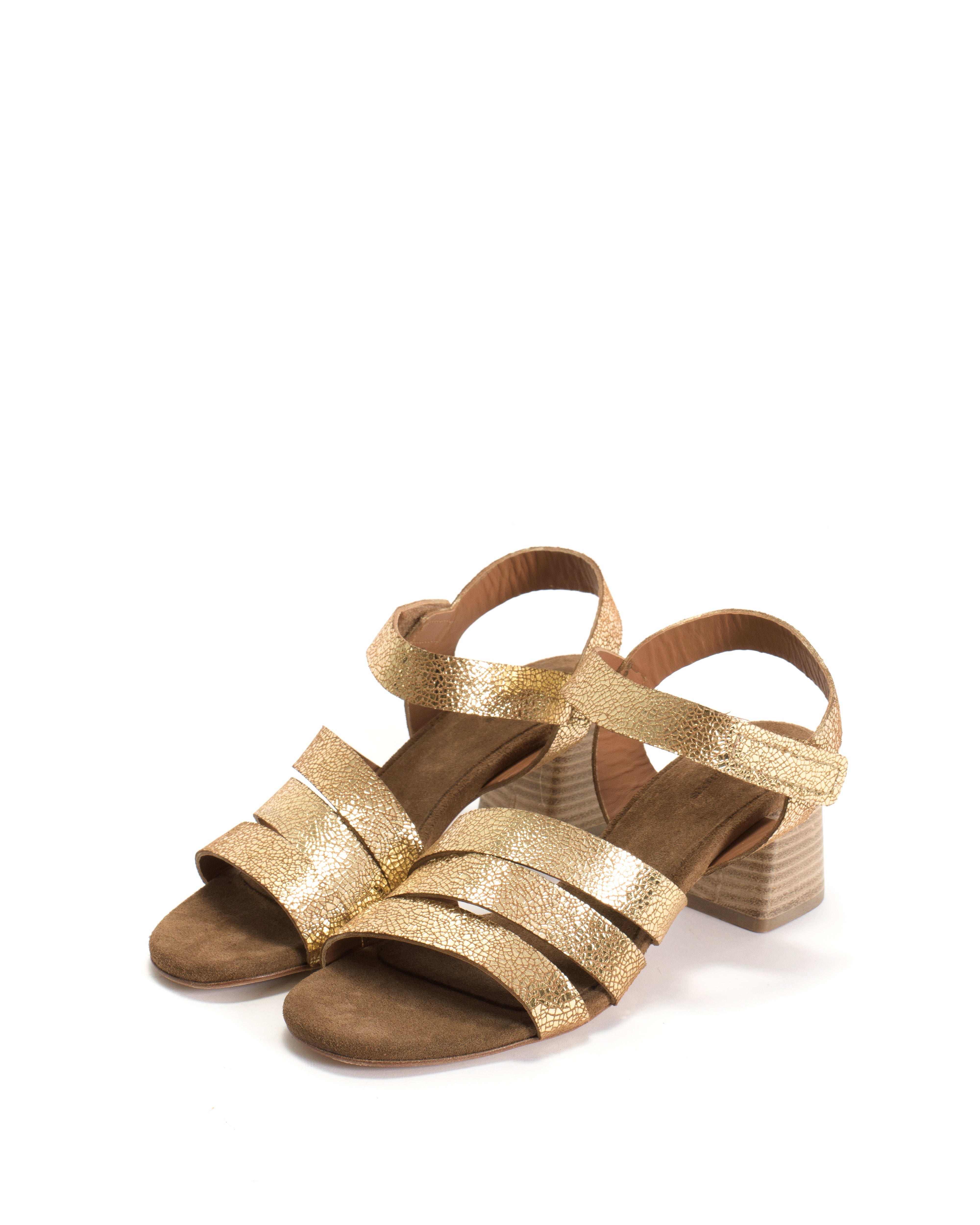 Rouge Crackled metallic goat & calf suede Gold & cinnamon