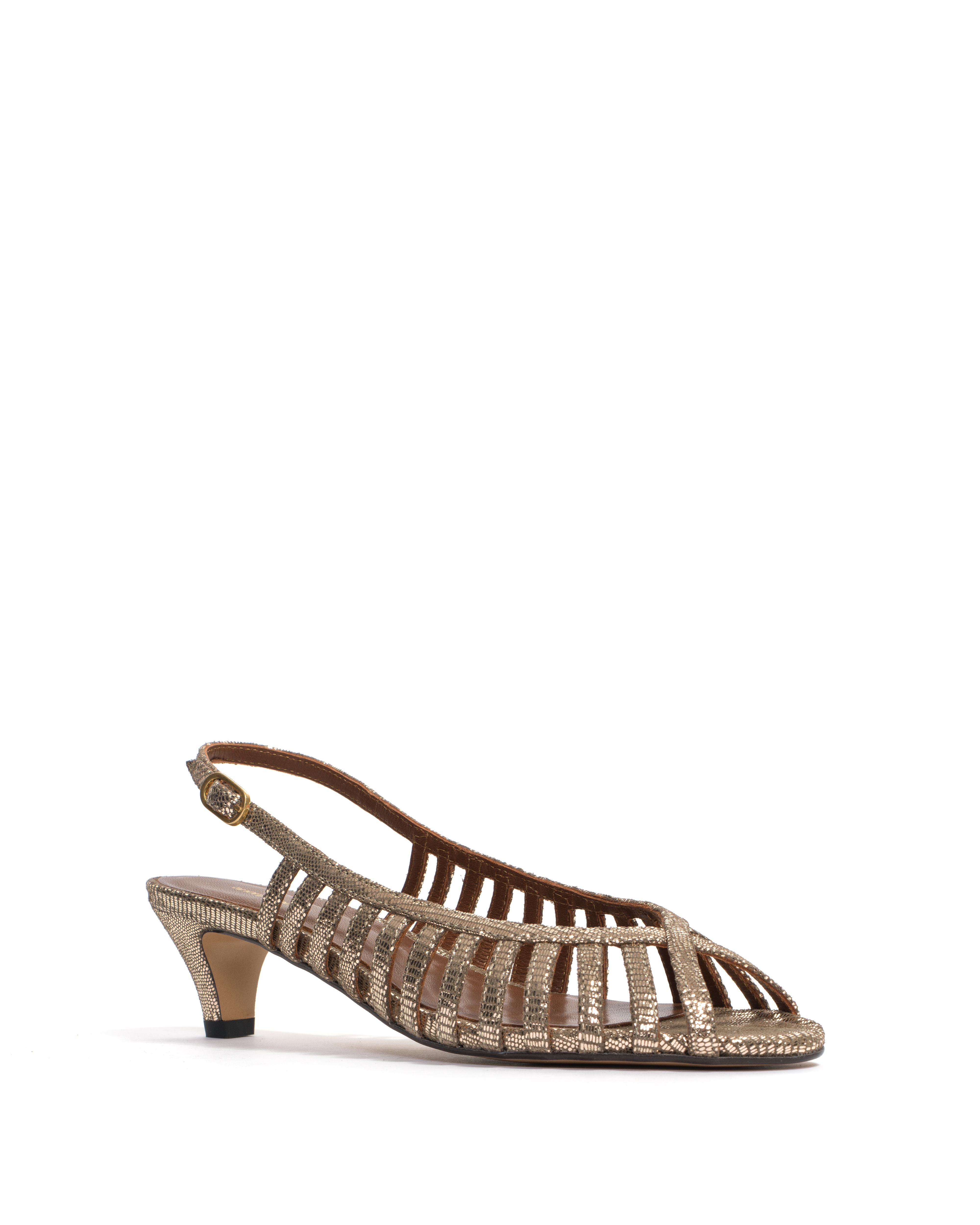 Carminho 40 stiletto Lizard metallic goat Vintage champagne