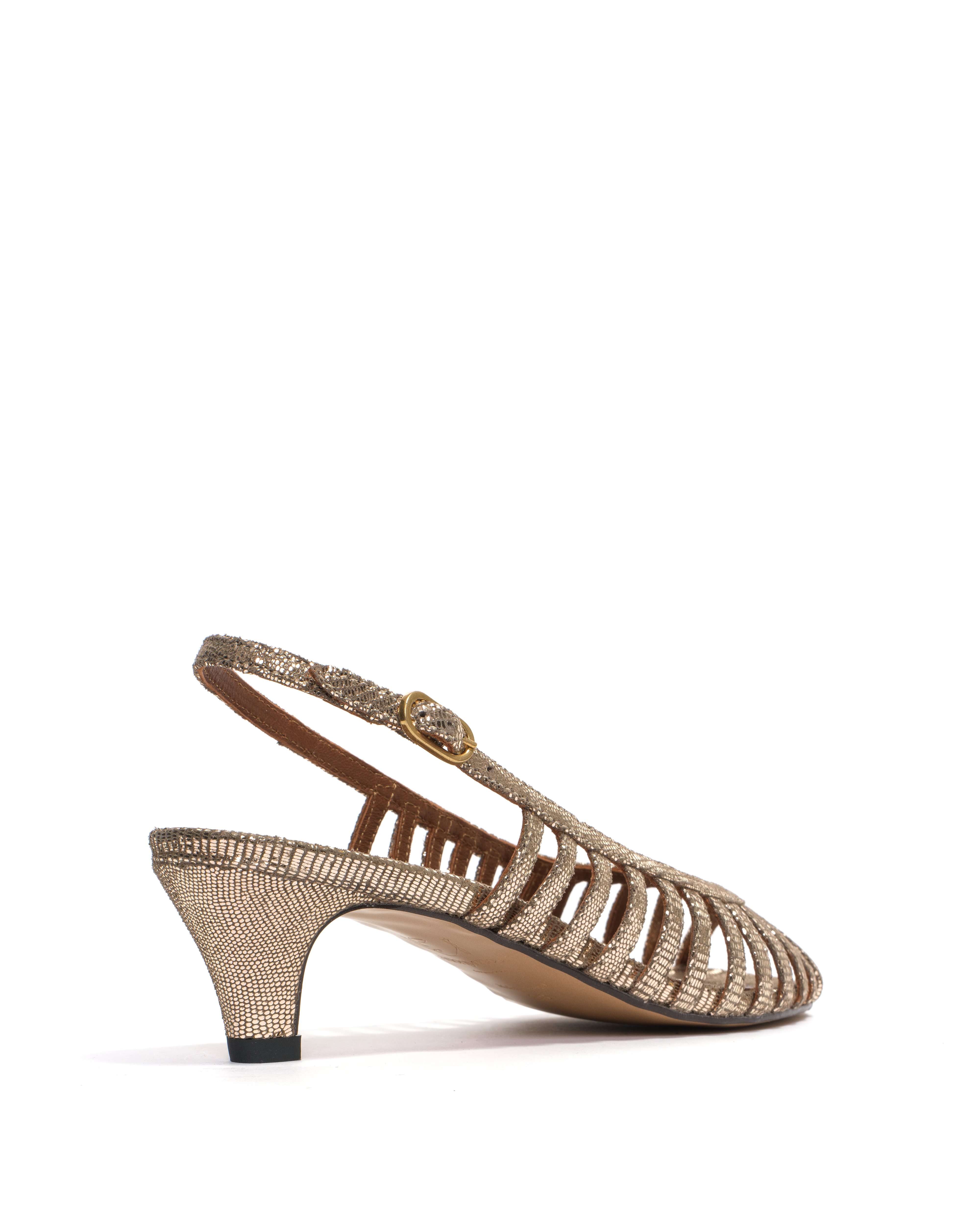 Carminho 40 stiletto Lizard metallic goat Vintage champagne