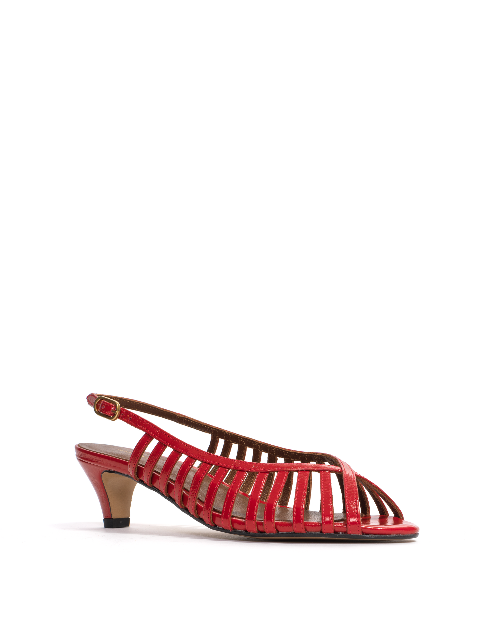 Carminho 40 stiletto Crinkled polished goat Ruby red - Anonymous Copenhagen