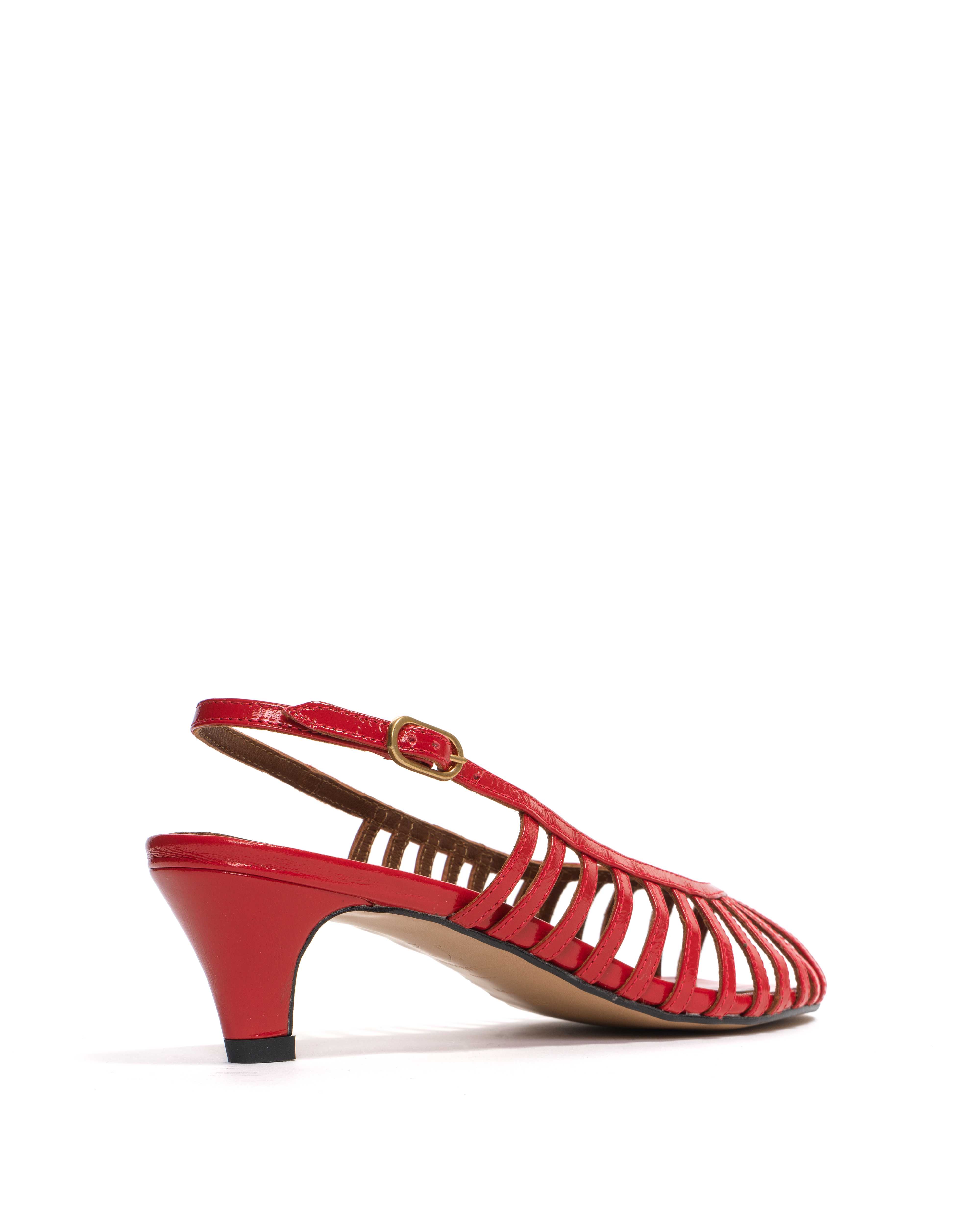 Carminho 40 stiletto Crinkled polished goat Scarlet