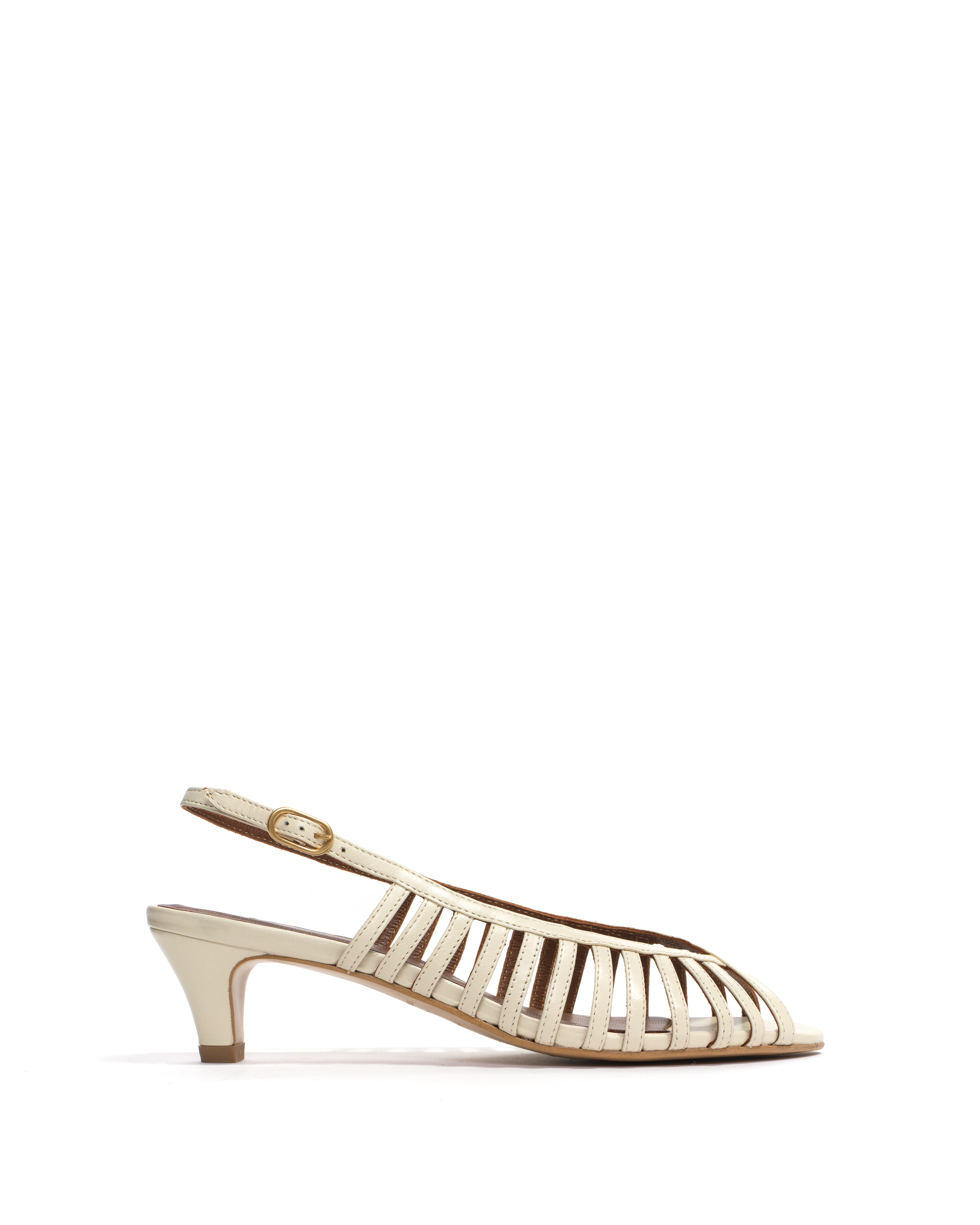 Carminho 40 stiletto Shiny lamb White sand