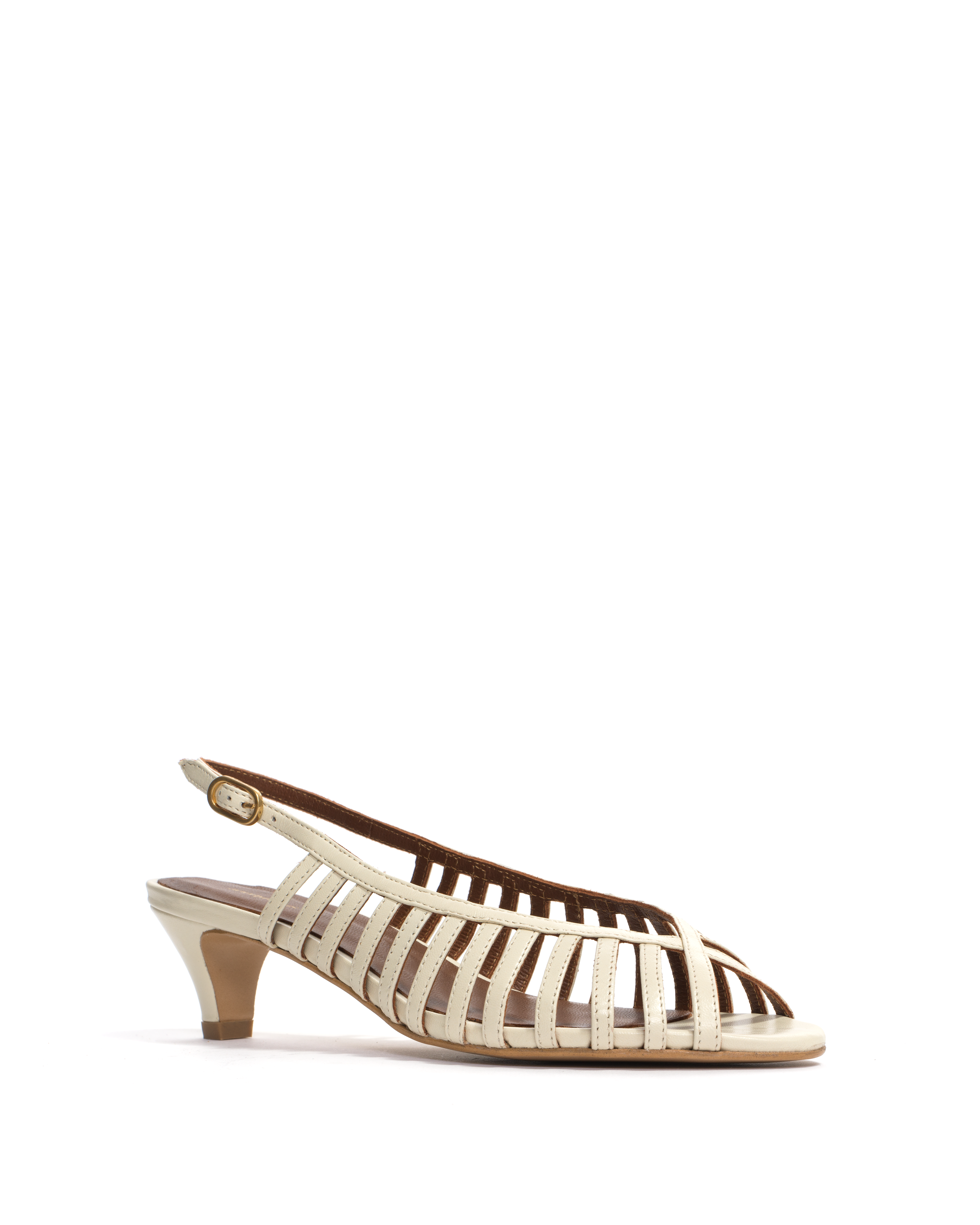 Carminho 40 stiletto Shiny lamb White sand