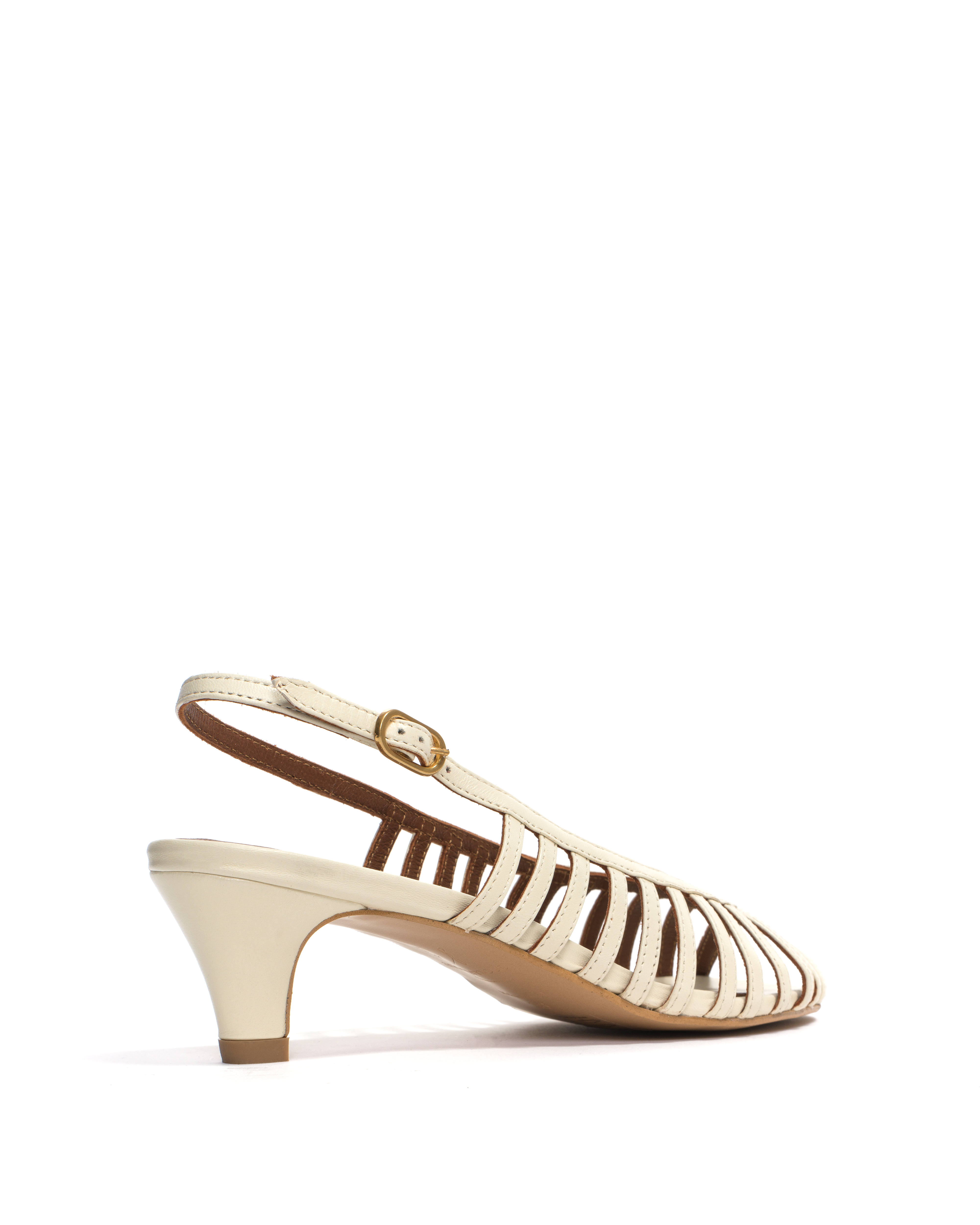 Carminho 40 stiletto Shiny lamb White sand