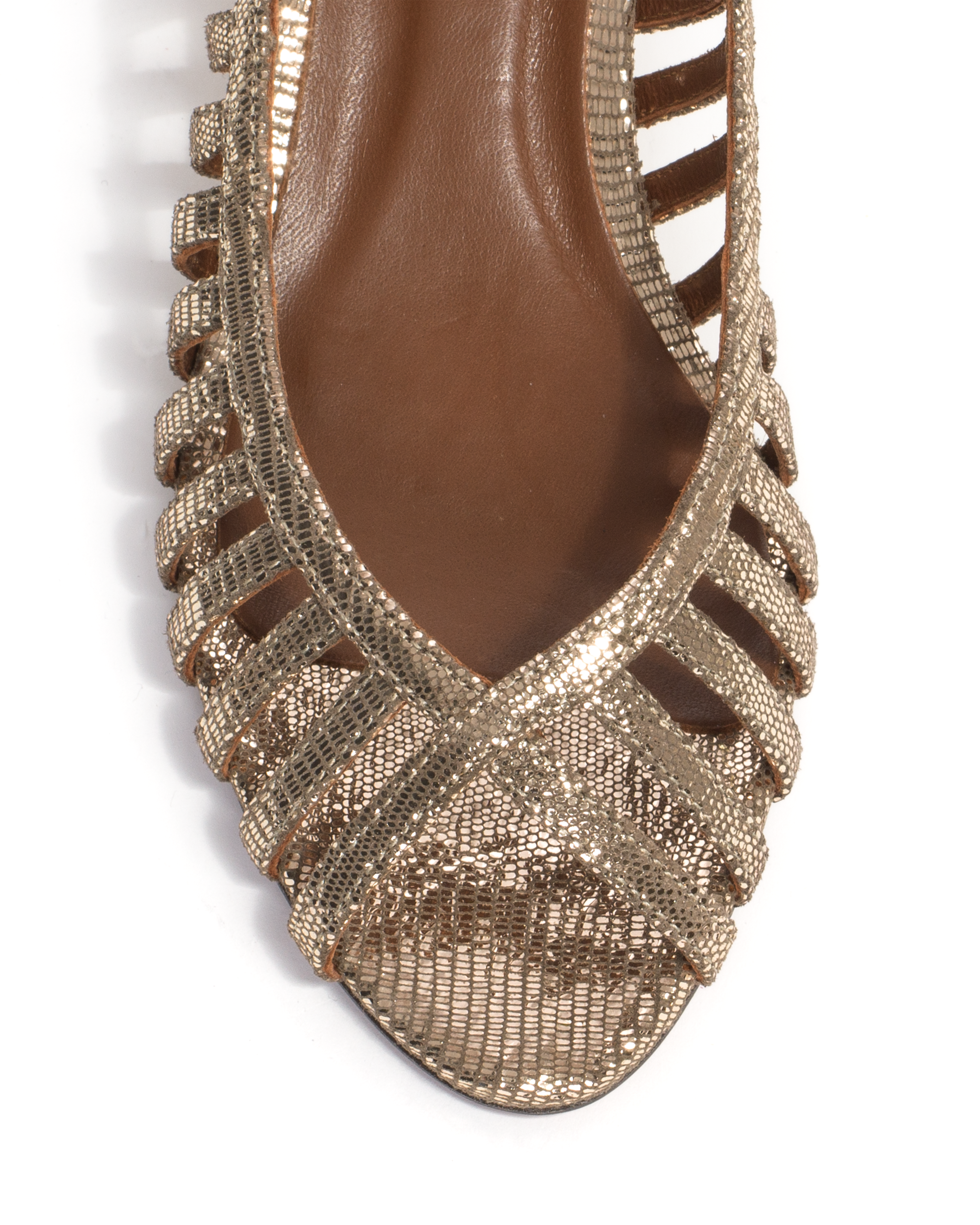 Carminho 40 stiletto Lizard metallic goat Vintage champagne
