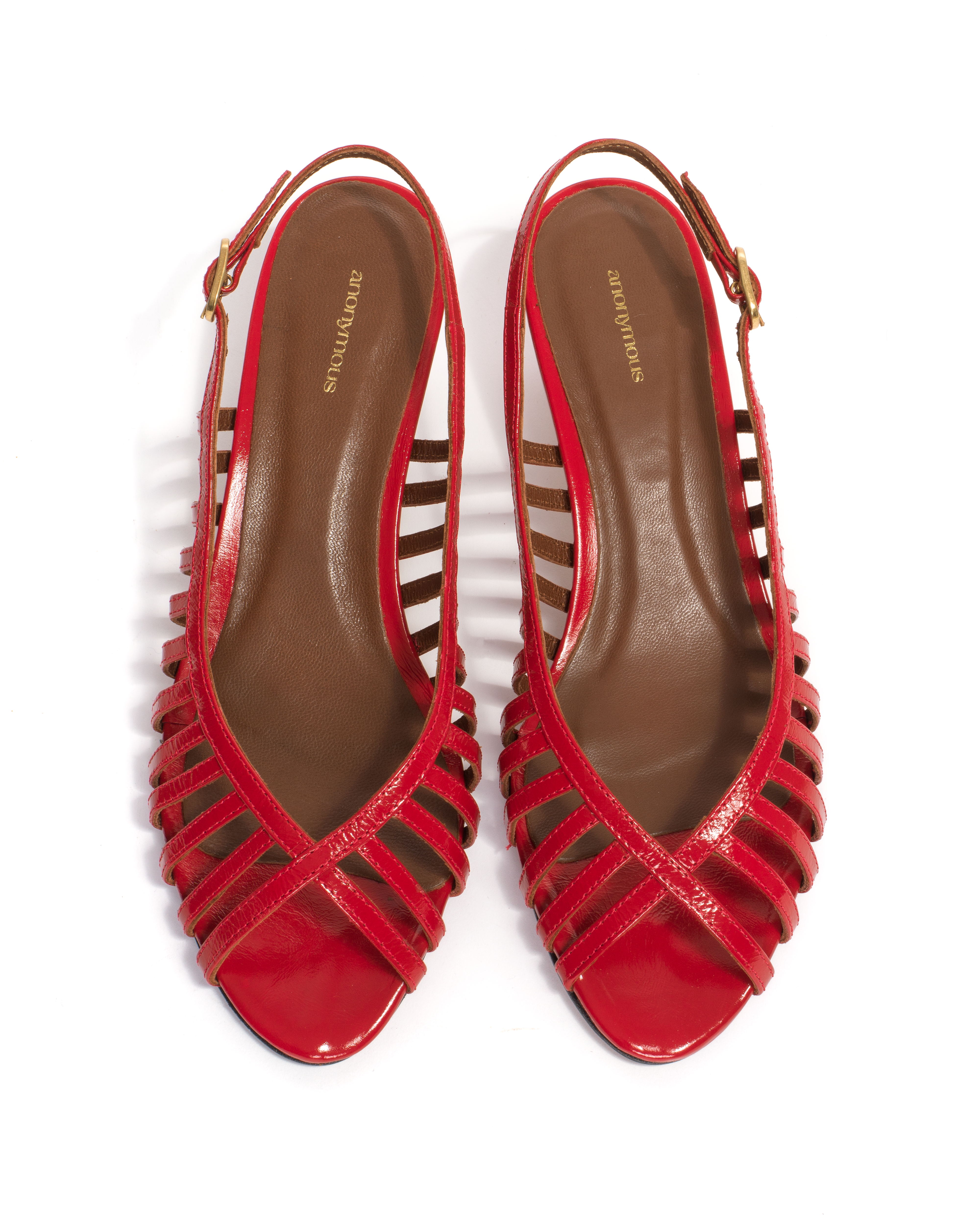 Carminho 40 stiletto Crinkled polished goat Scarlet