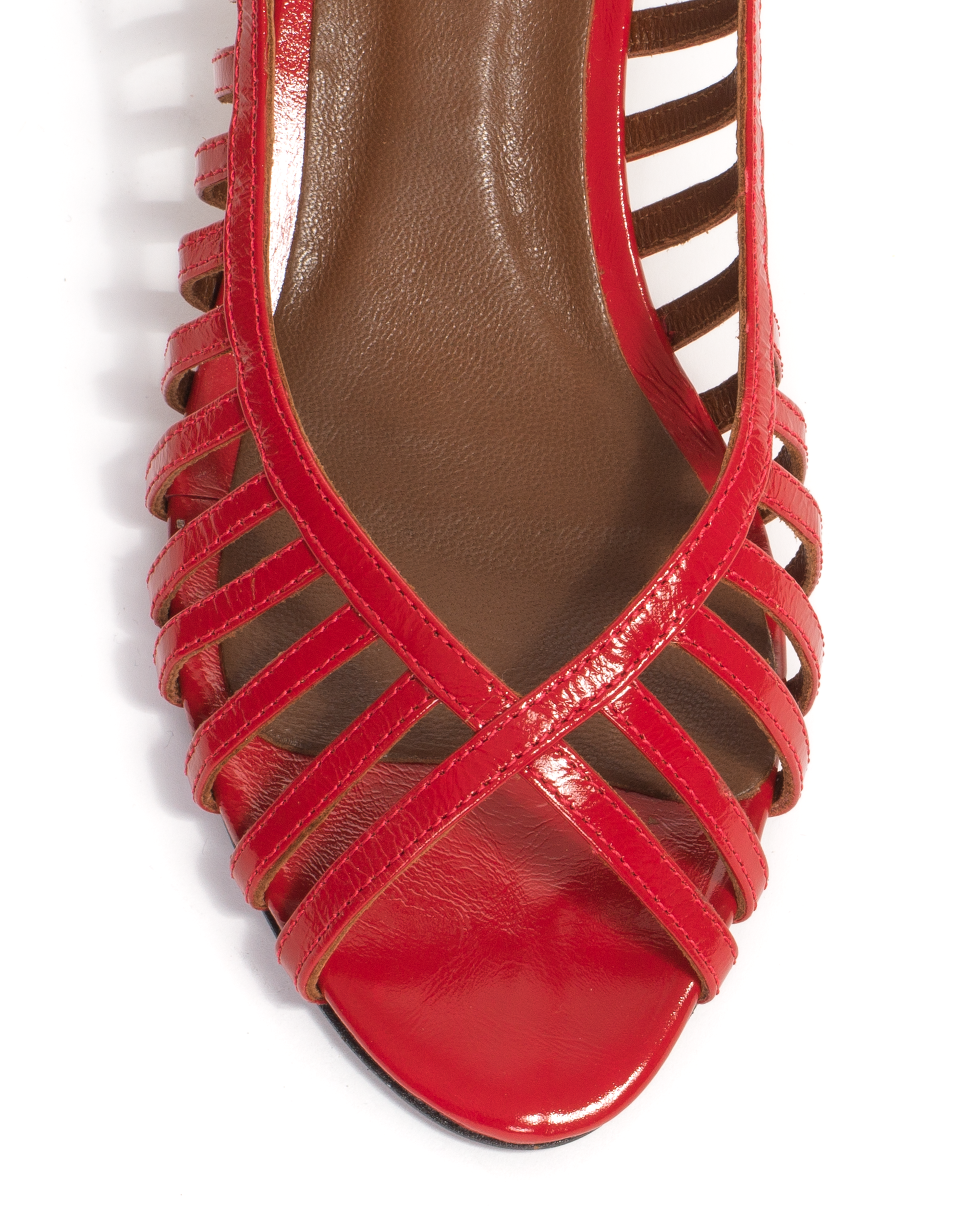 Carminho 40 stiletto Crinkled polished goat Scarlet