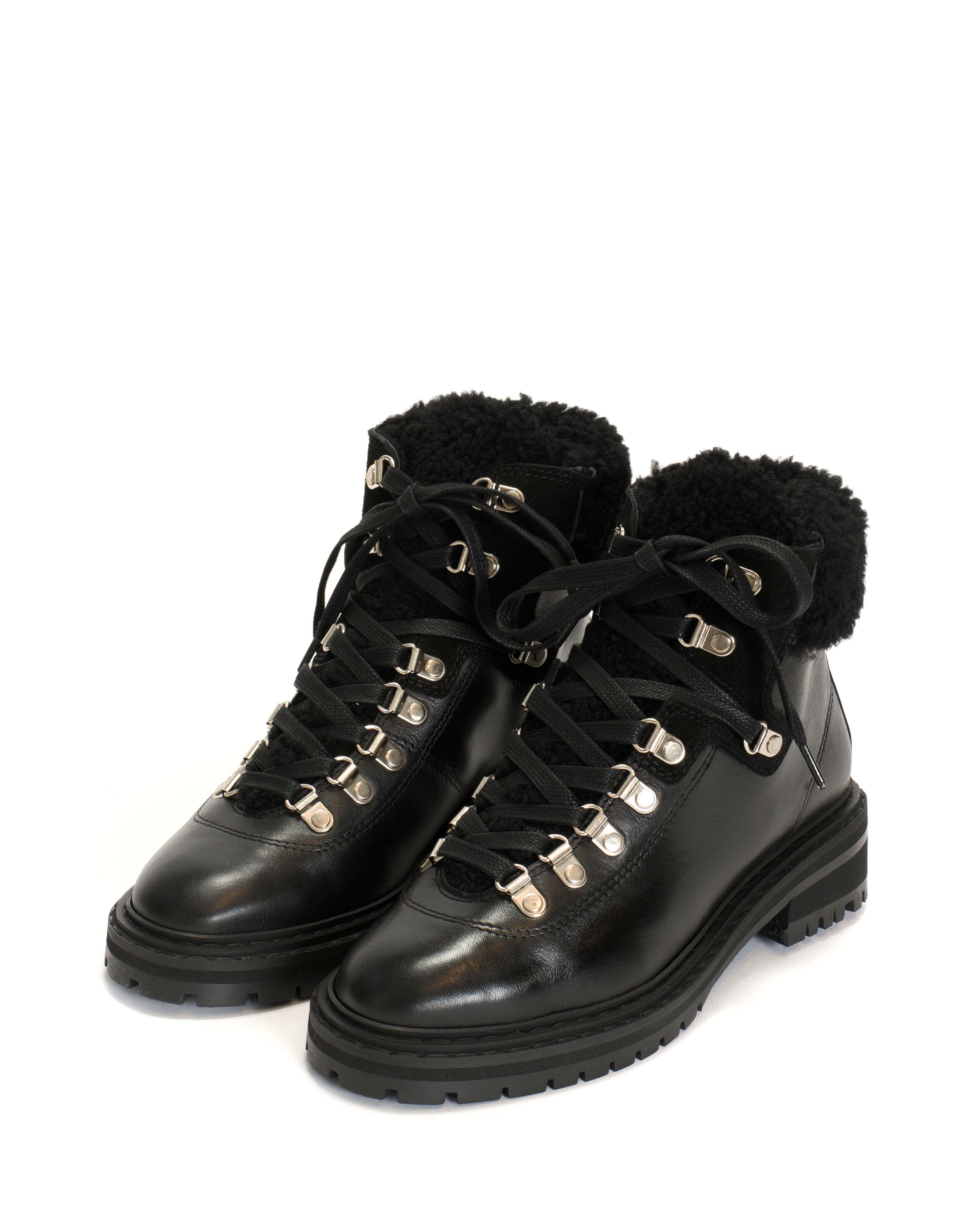 Beari lamb shearling Soft calf & suede leather Black
