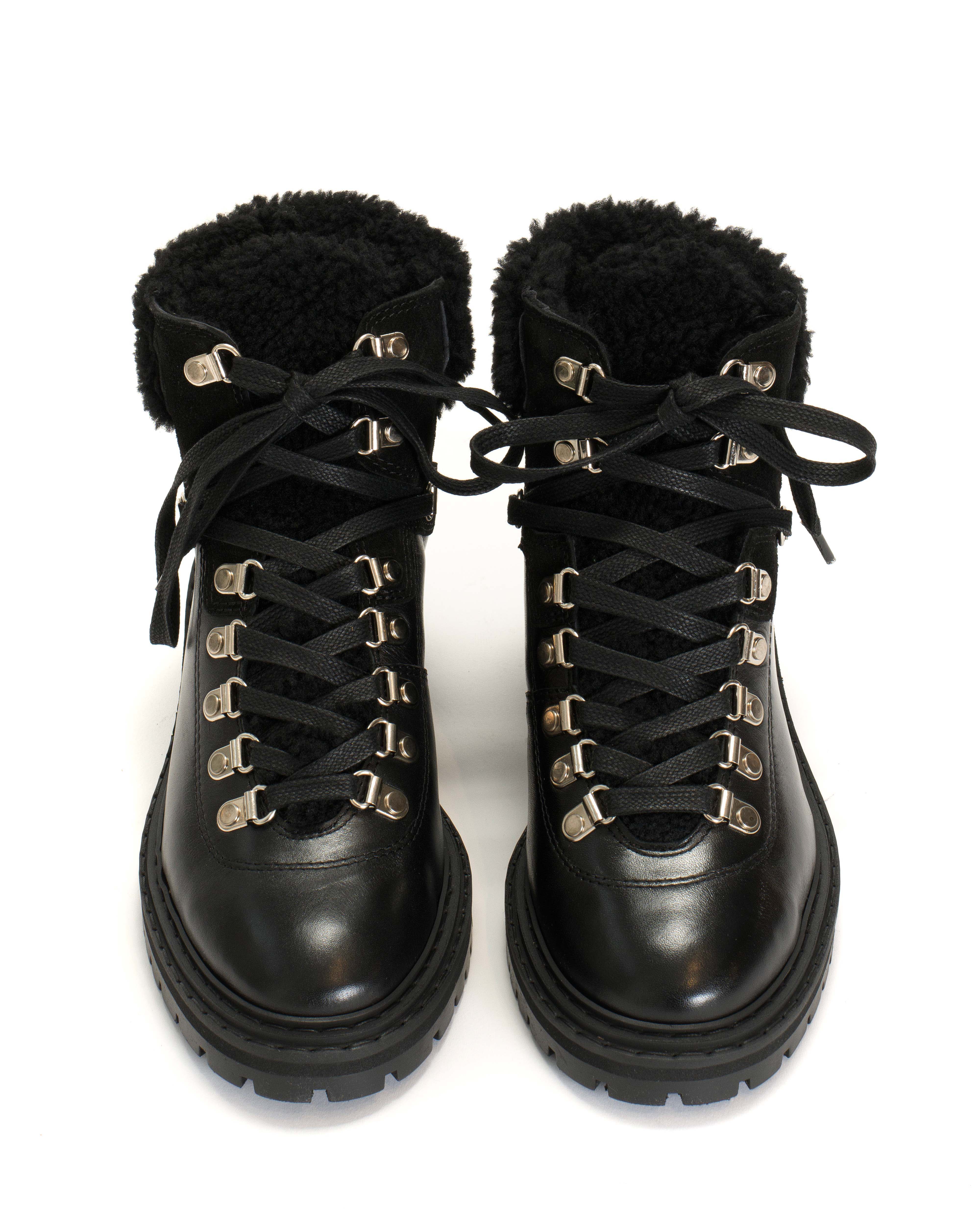 Beari lamb shearling Soft calf & suede leather Black