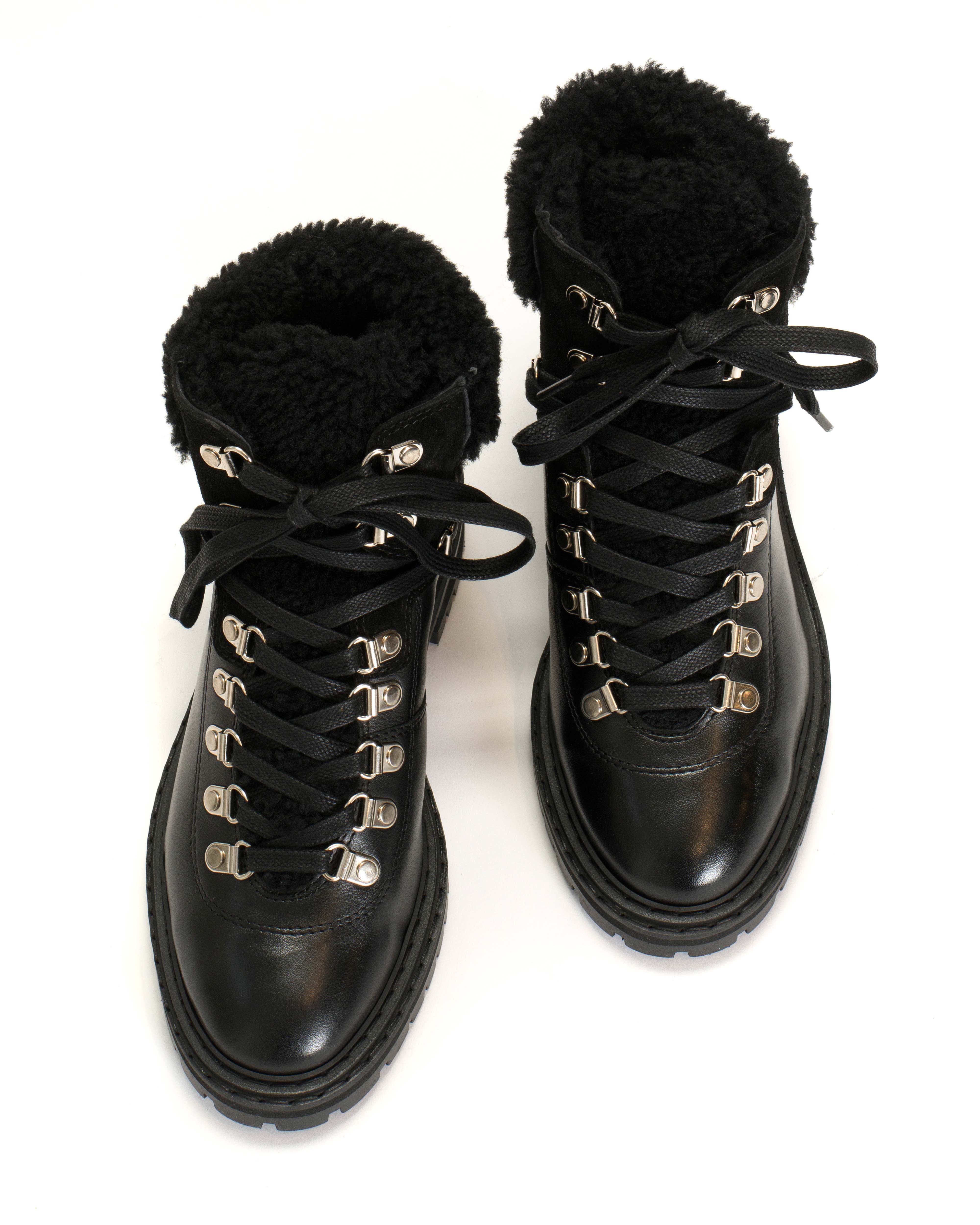 Beari lamb shearling Soft calf & suede leather Black