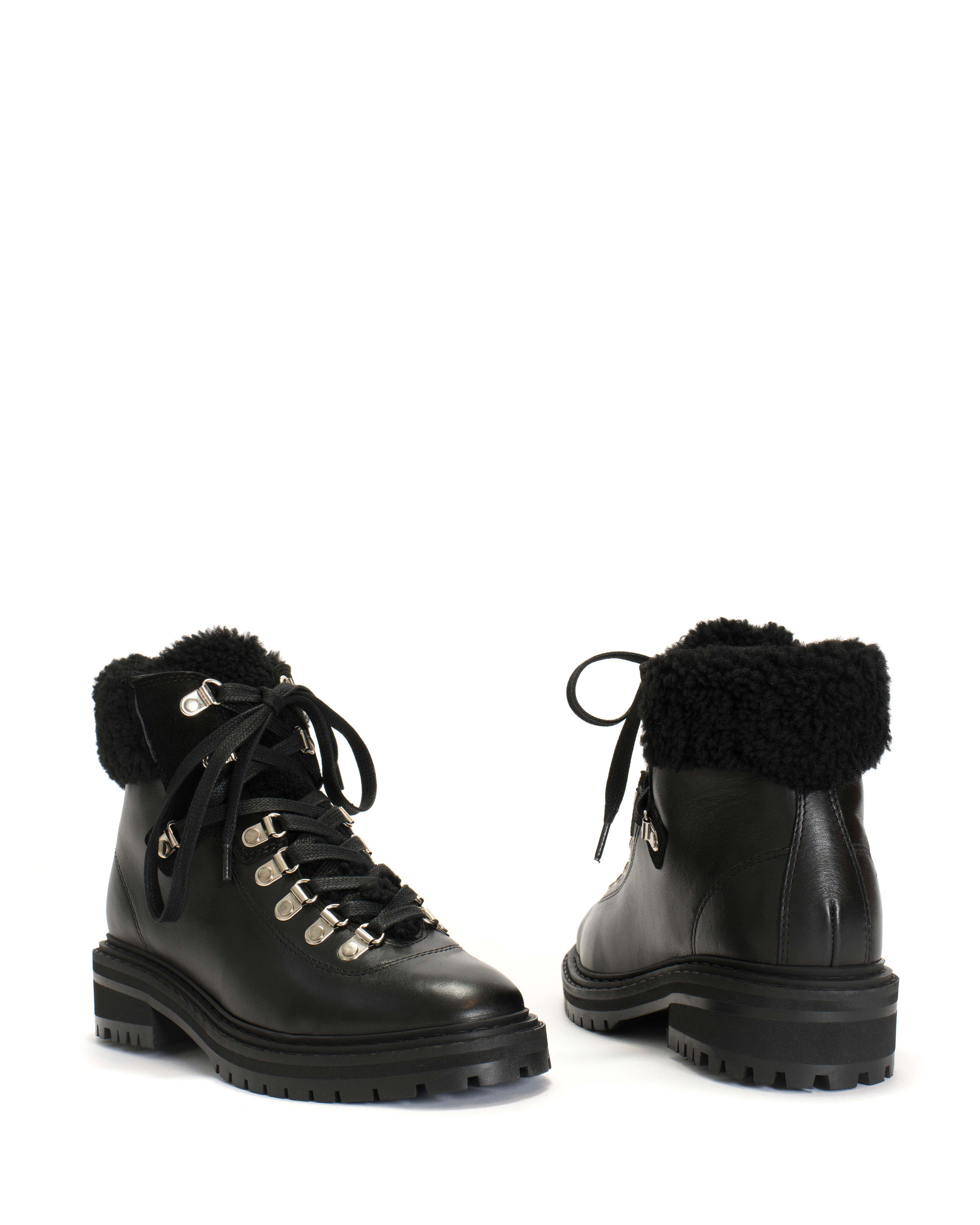 Beari lamb shearling Soft calf & suede leather Black