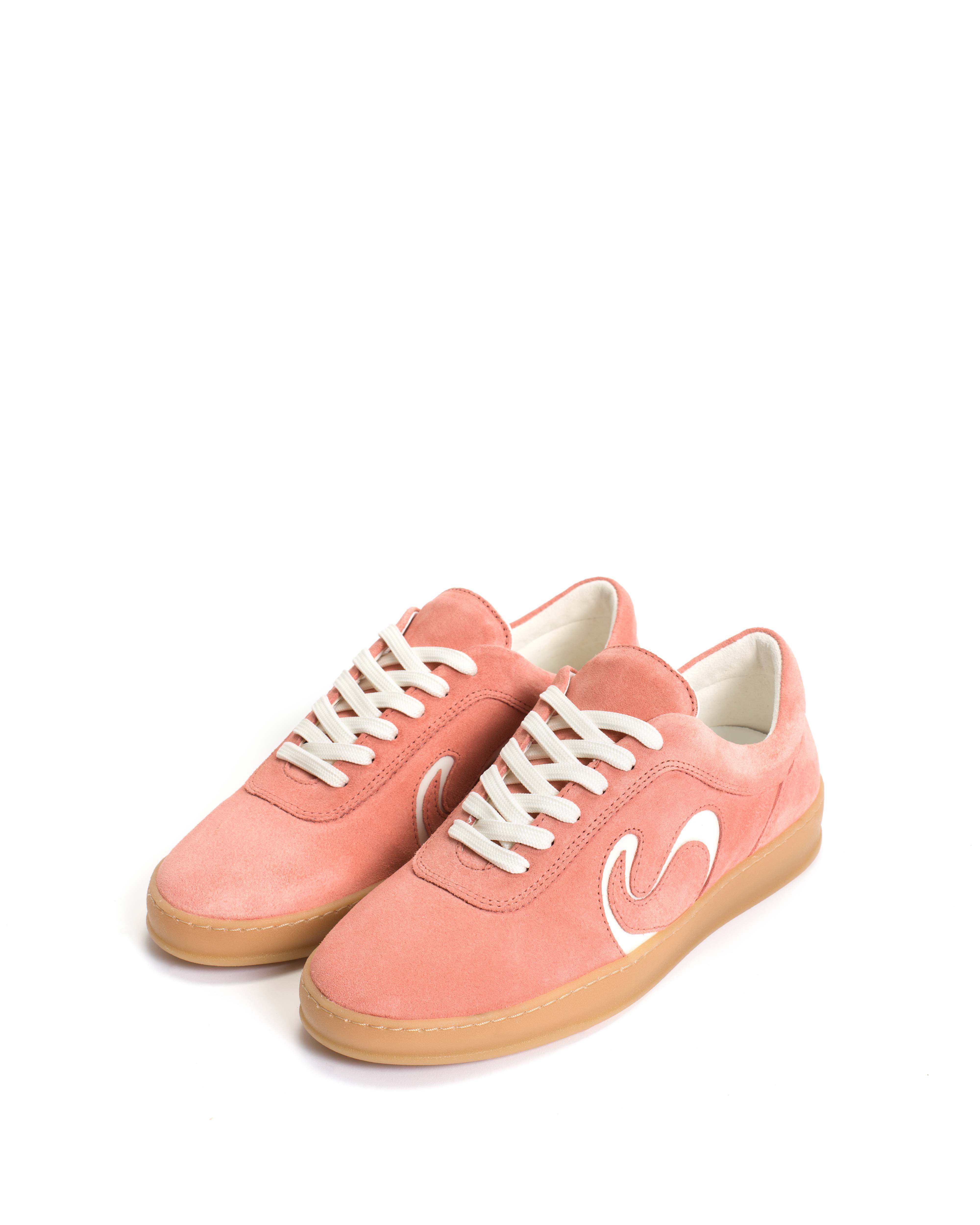 Blaire Calf suede & polished soft calf Coral pink & sand white