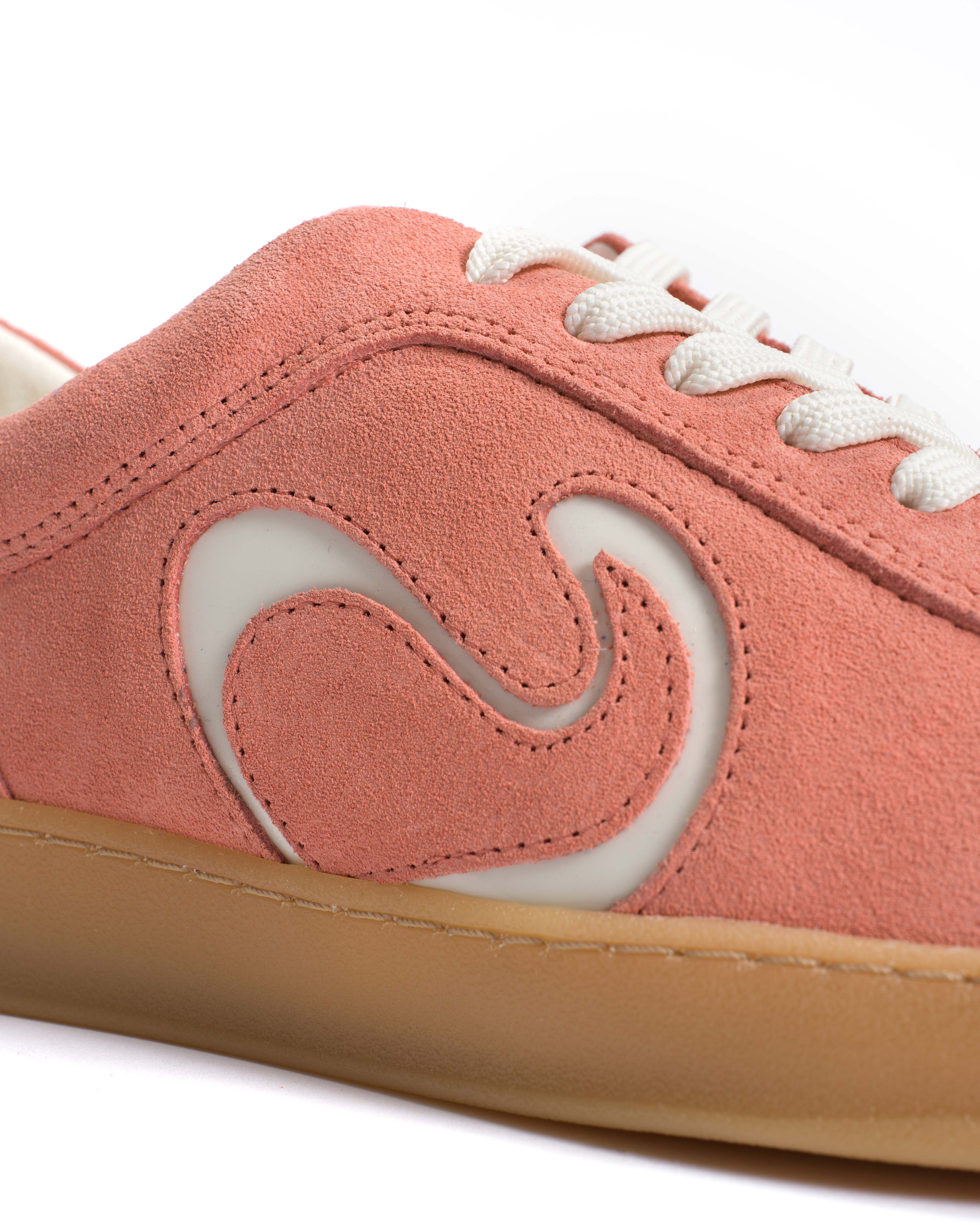 Blaire Calf suede & polished soft calf Coral pink & sand white
