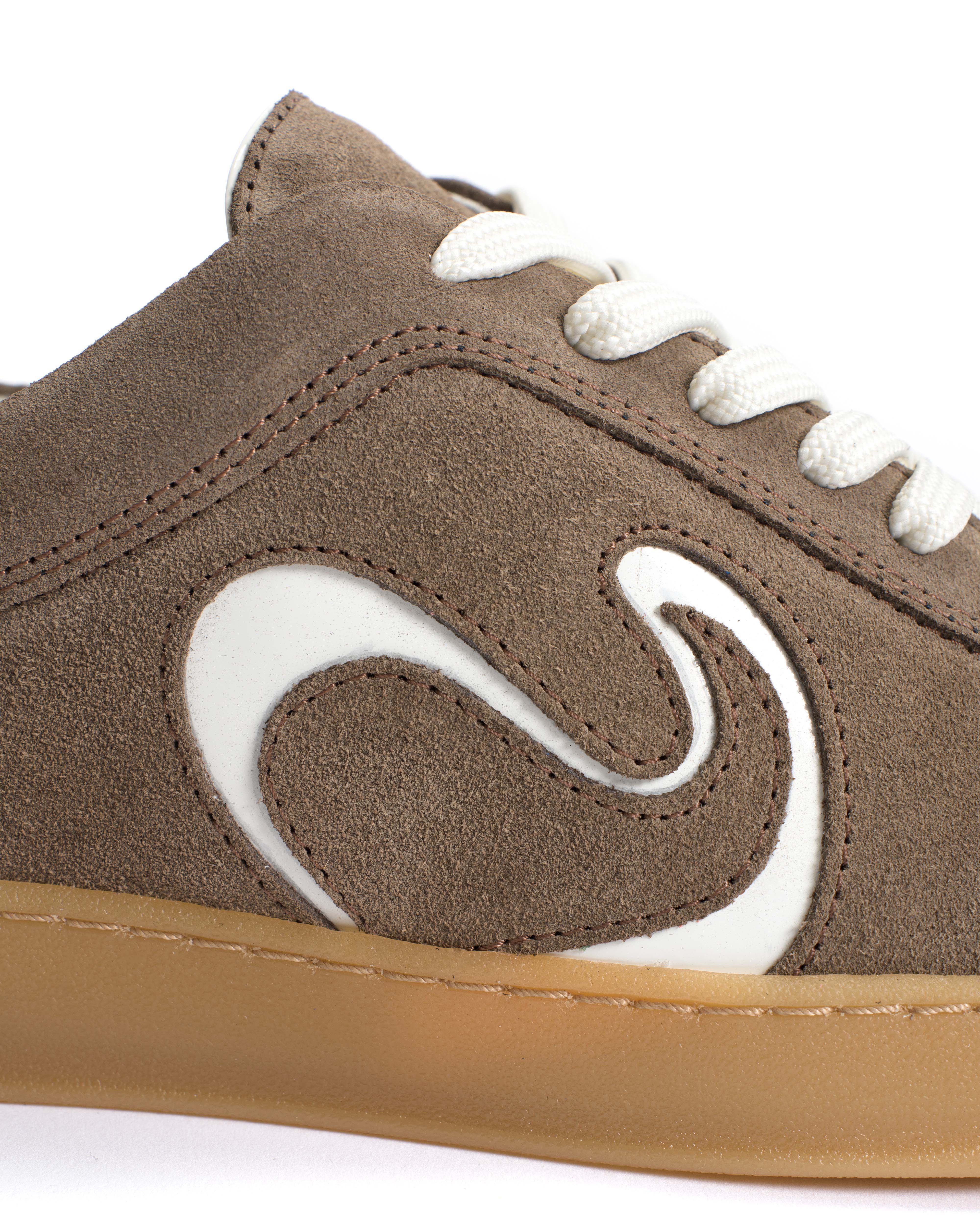 Blaire Calf suede & polished soft calf Mushroom & sand white
