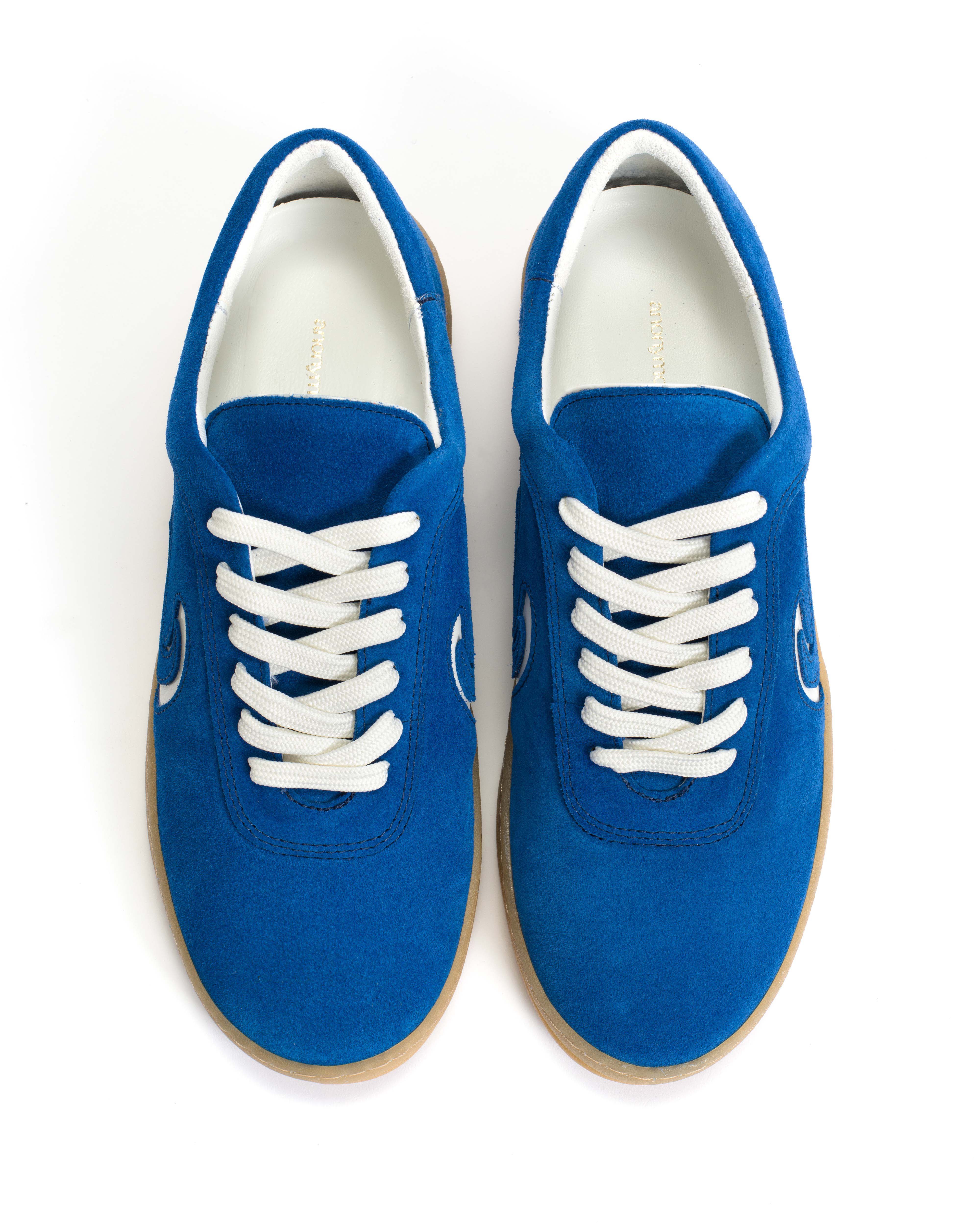 Blaire Calf suede & polished soft calf Electric blue & sand white