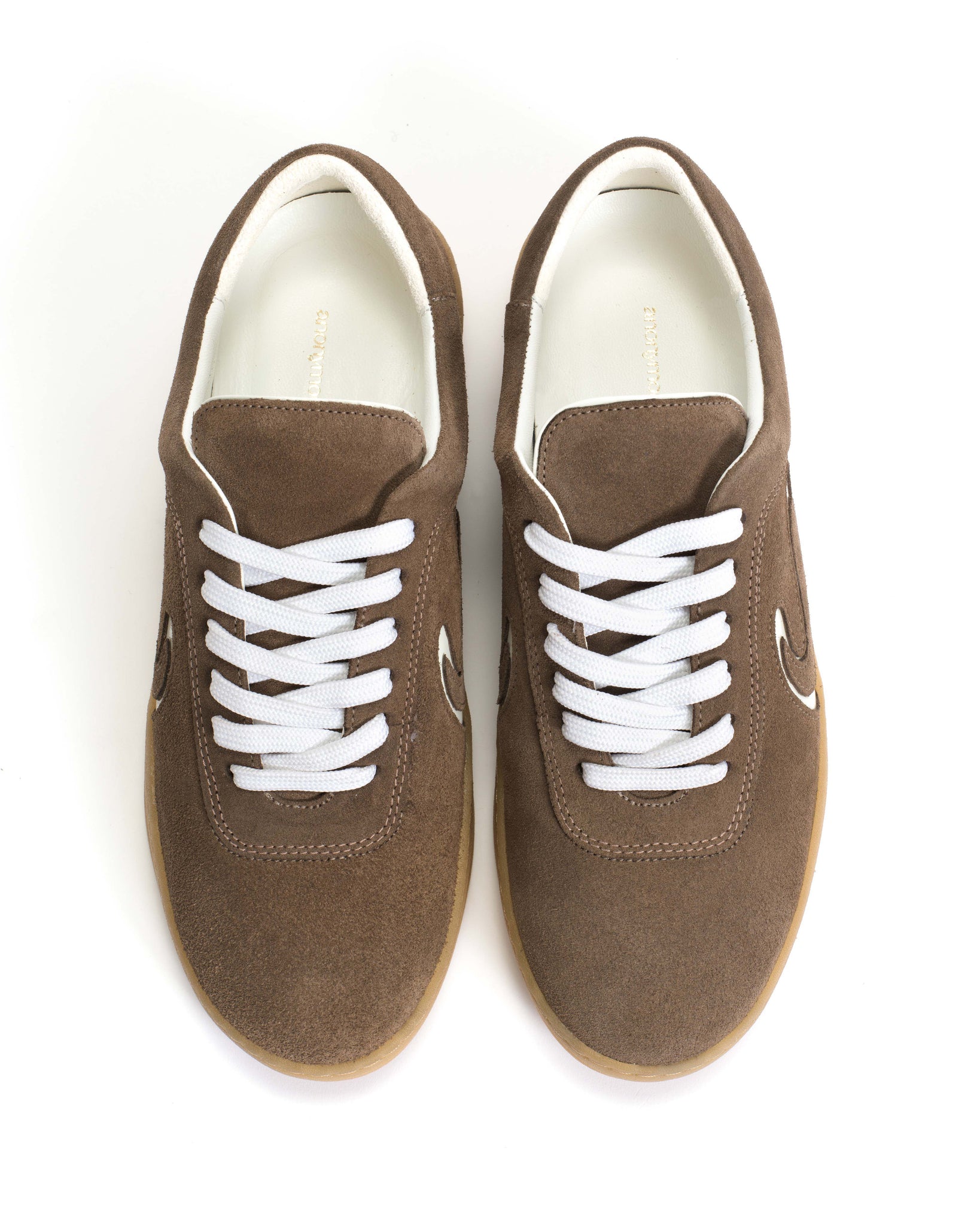Blaire Calf suede & polished soft calf Dark taupe & white sand