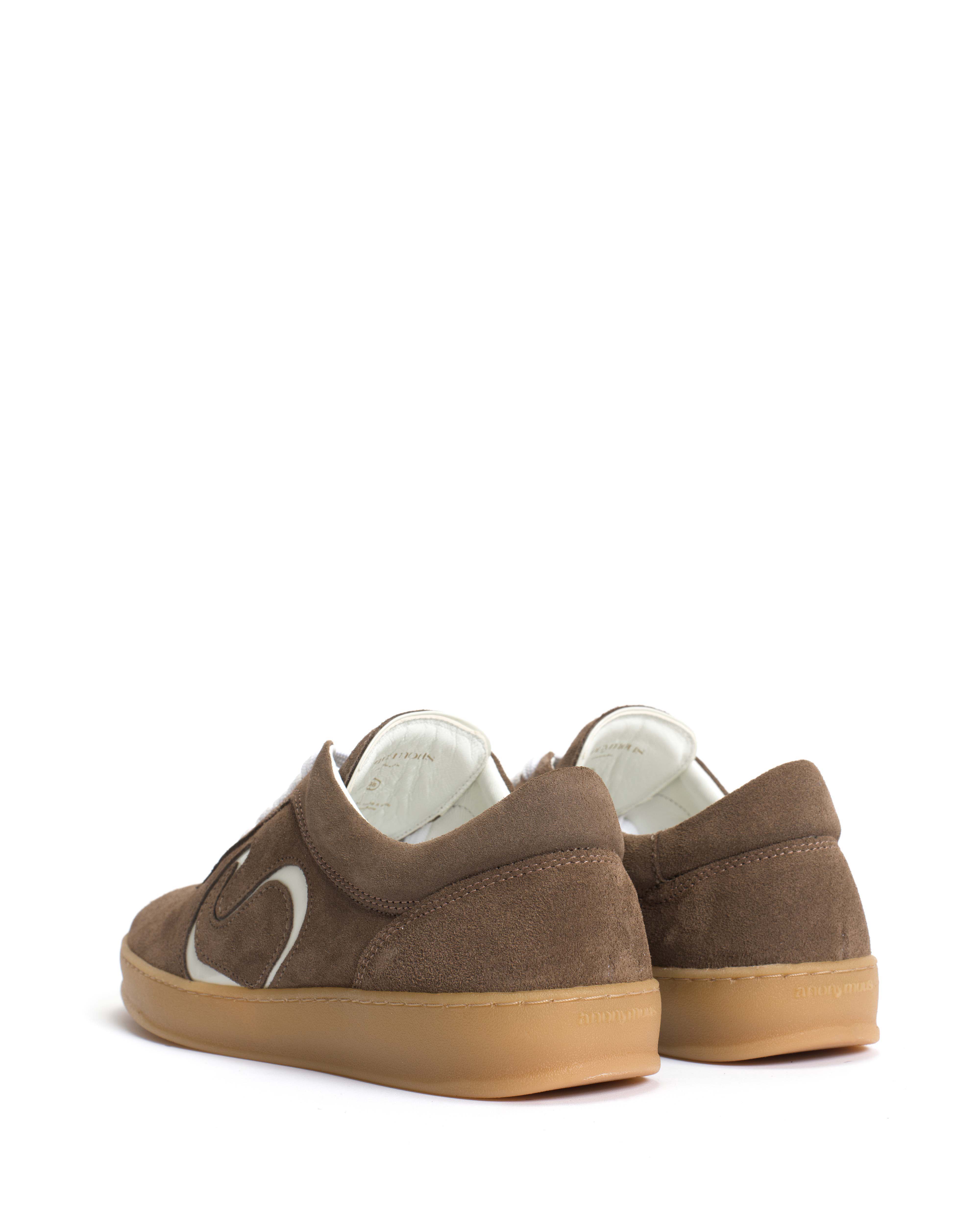 Blaire Calf suede & polished soft calf Dark taupe & white sand