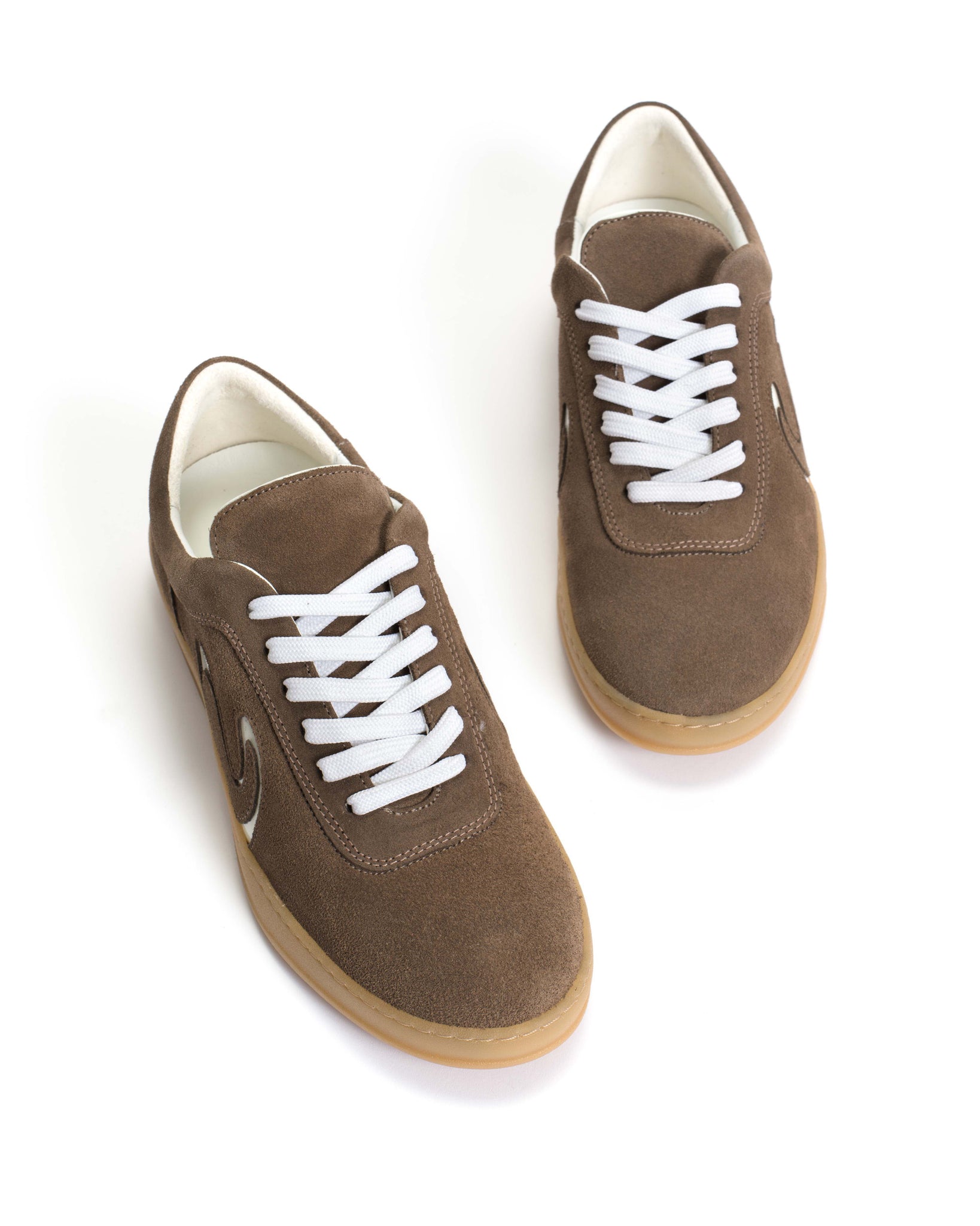 Blaire Calf suede & polished soft calf Dark taupe & white sand