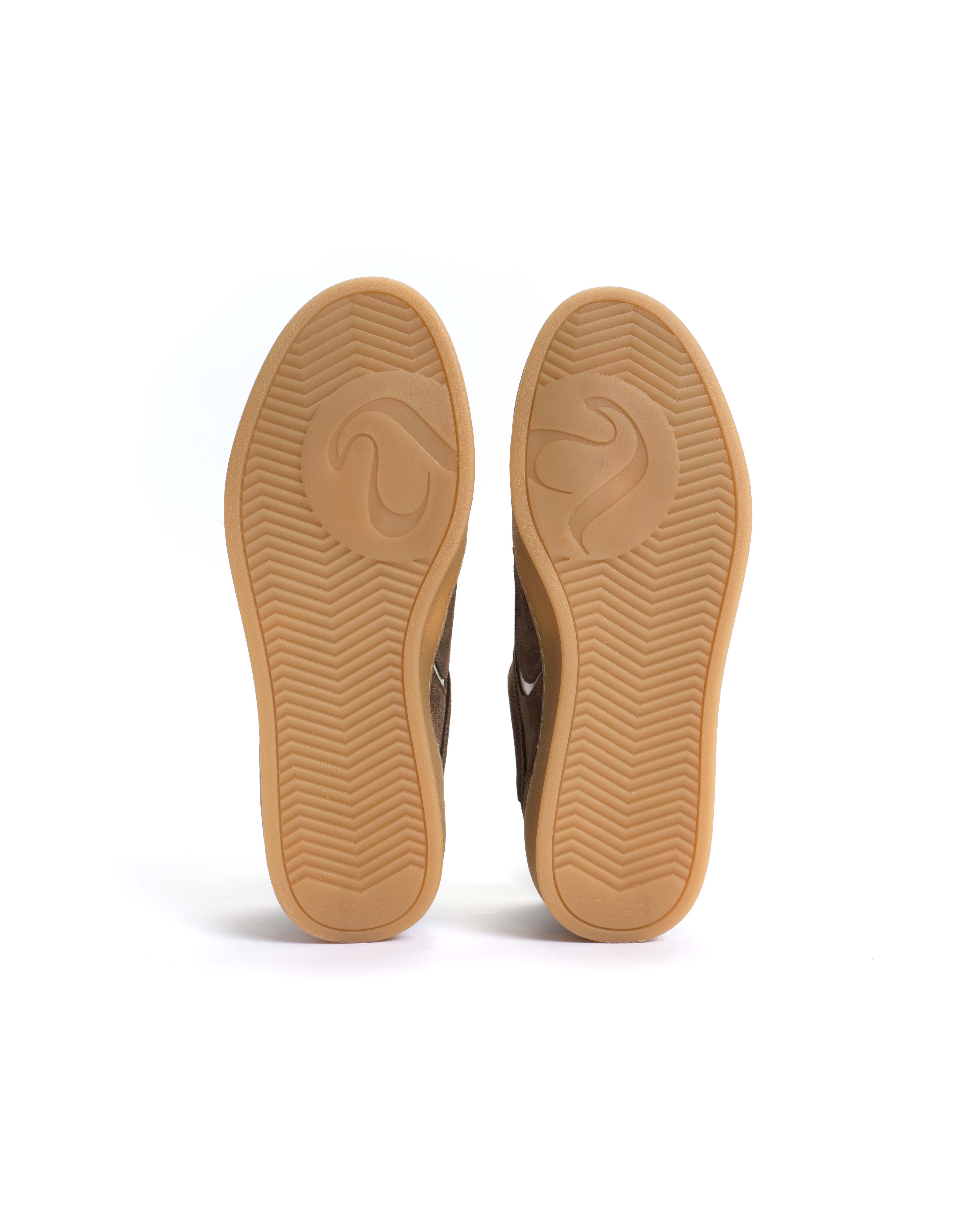 Blaire Calf suede & polished soft calf Dark taupe & white sand