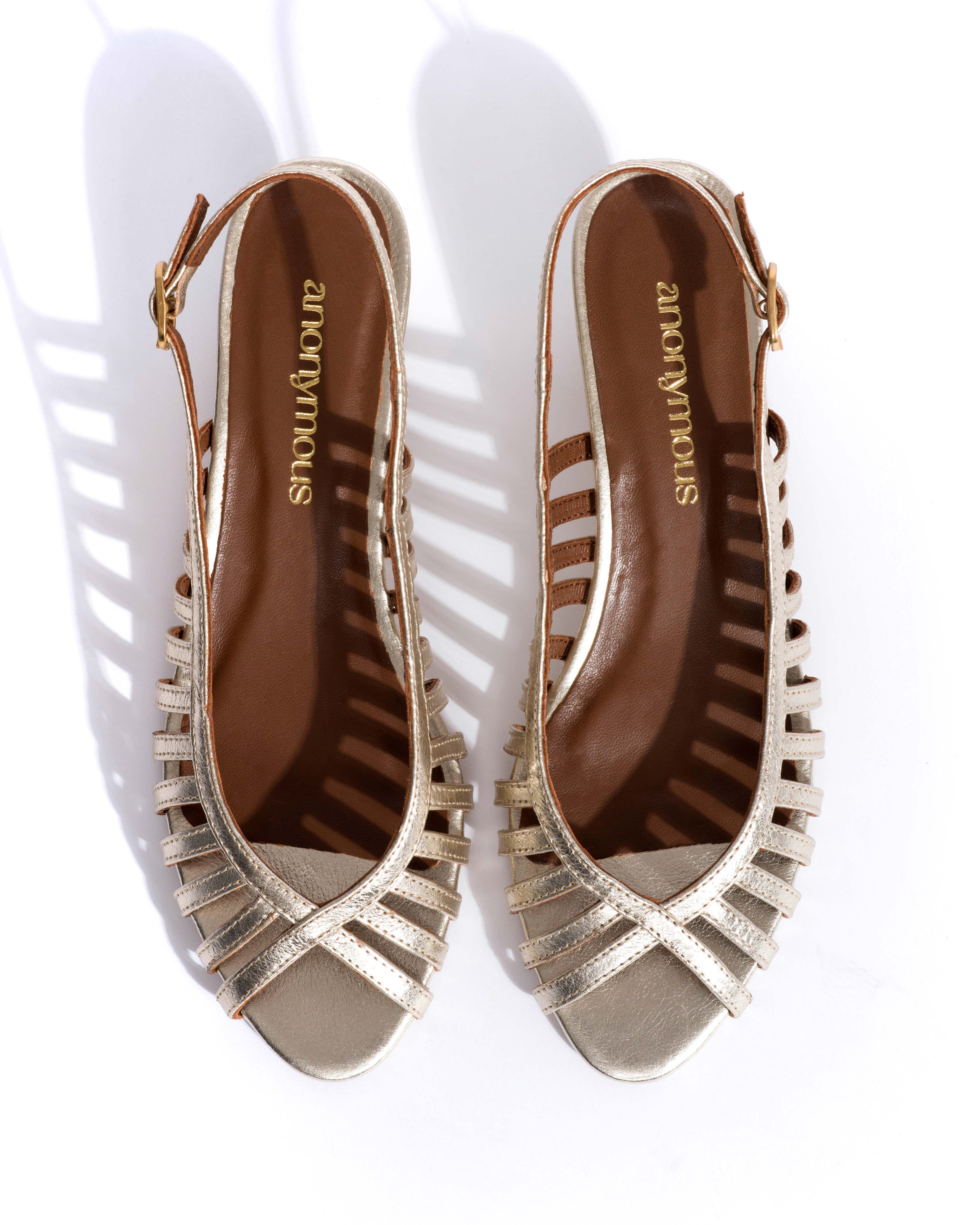 Carminho 40 stiletto Grained metallic goat Champagne