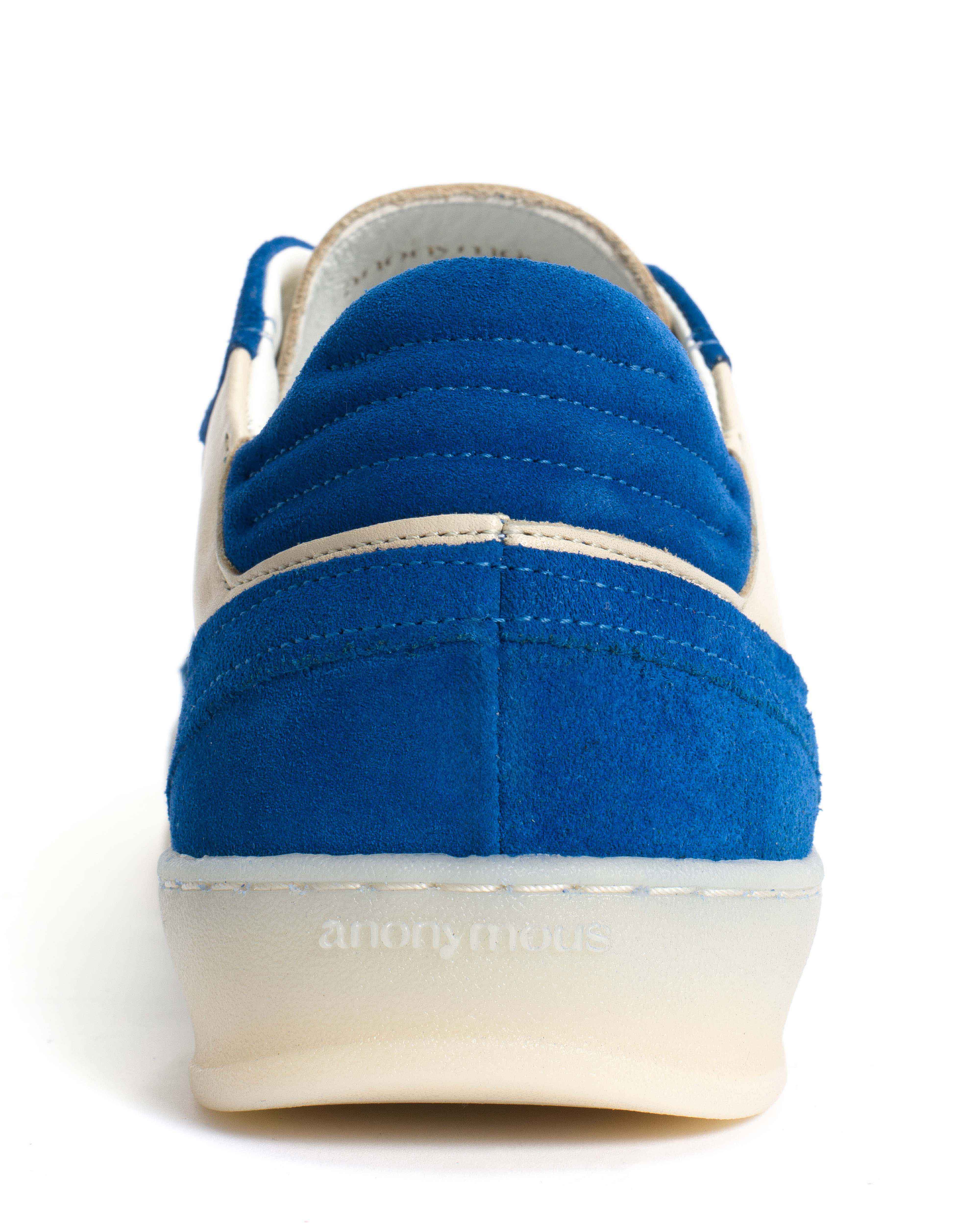 Dabbie Calf suede & sleek leather Electric blue & white sand