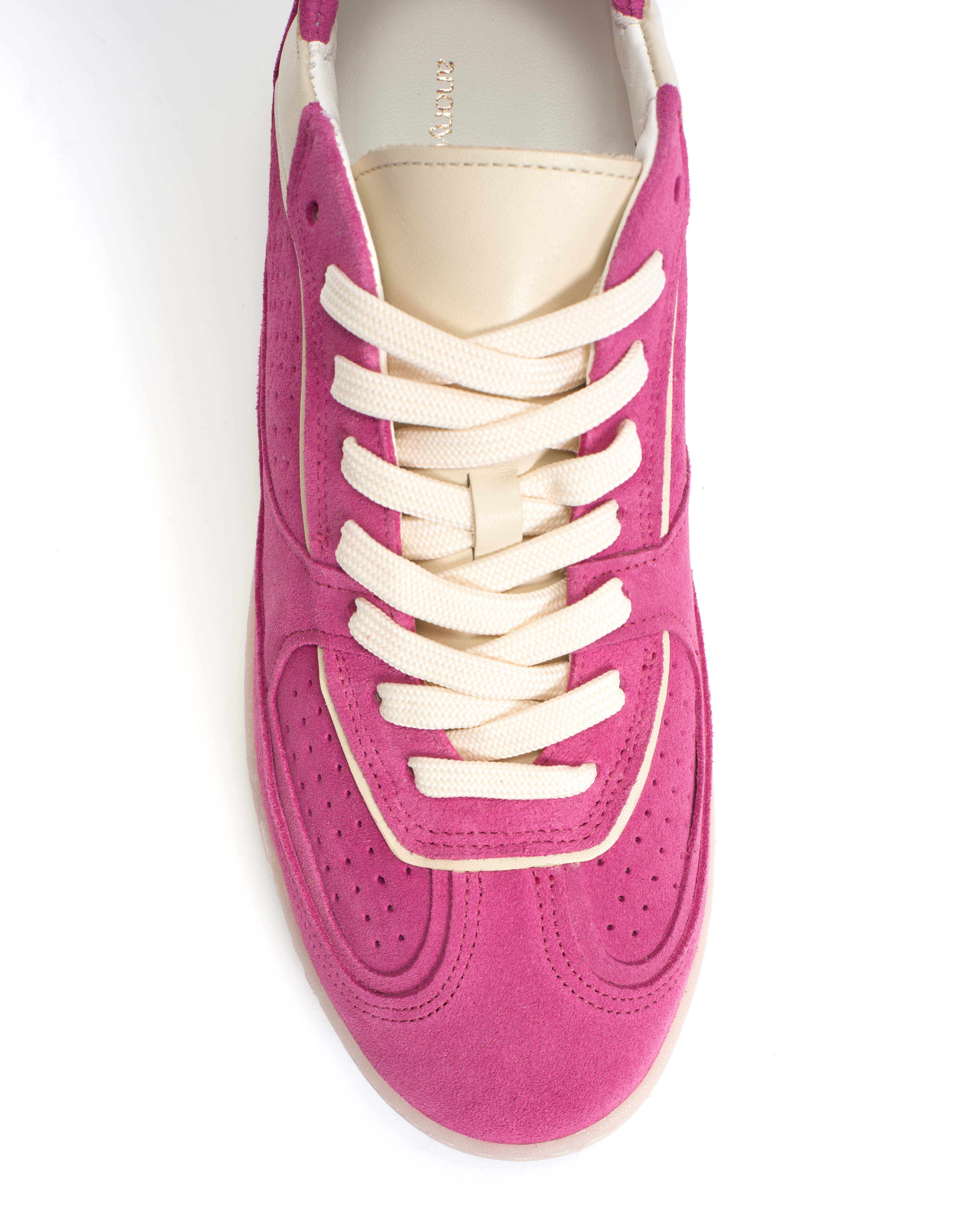 Dabbie Calf suede & sleek leather Raspberry sorbet & white sand