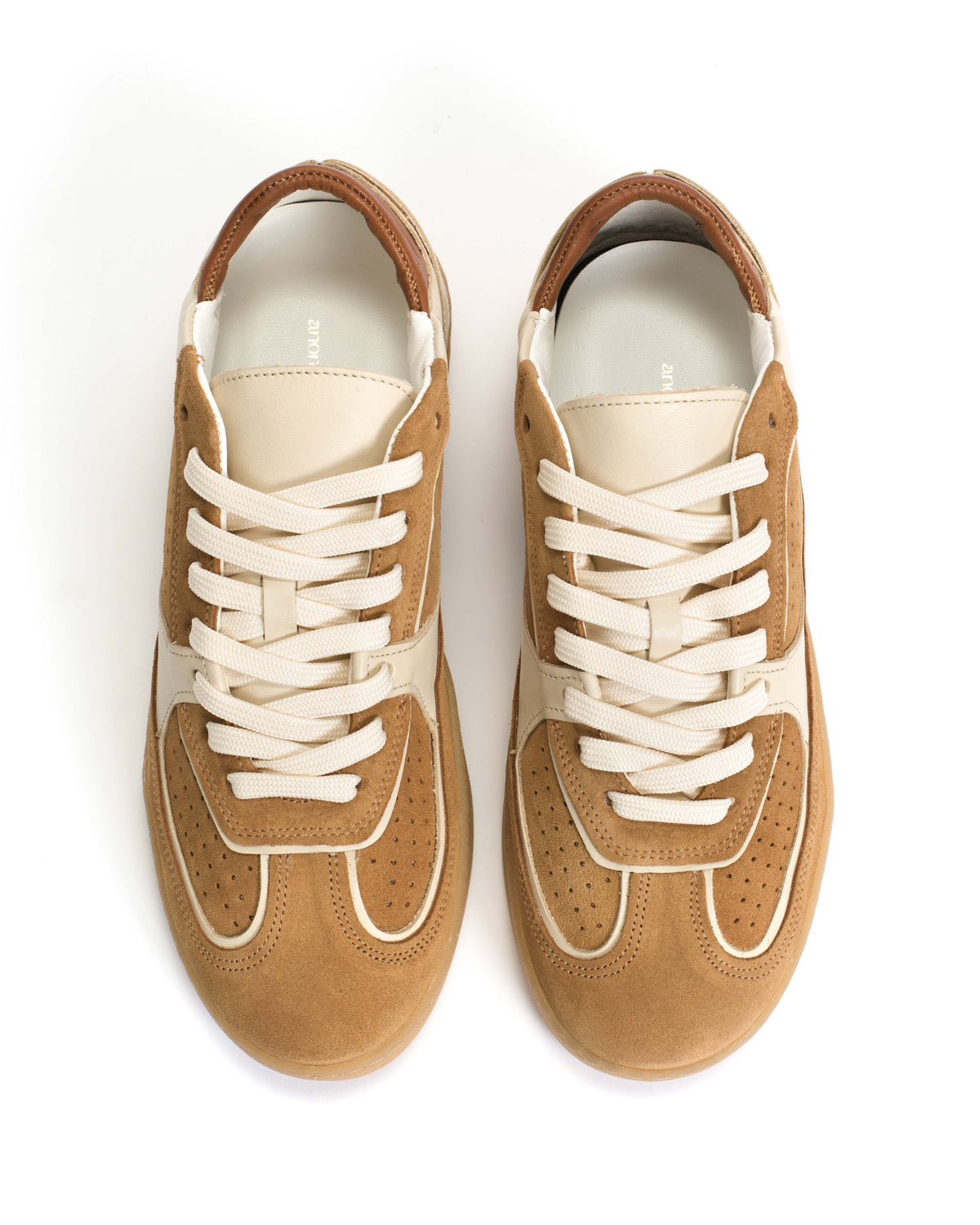 Dabbie Calf suede & soft calf dual & tri color Bamboo brown & white sand & camel