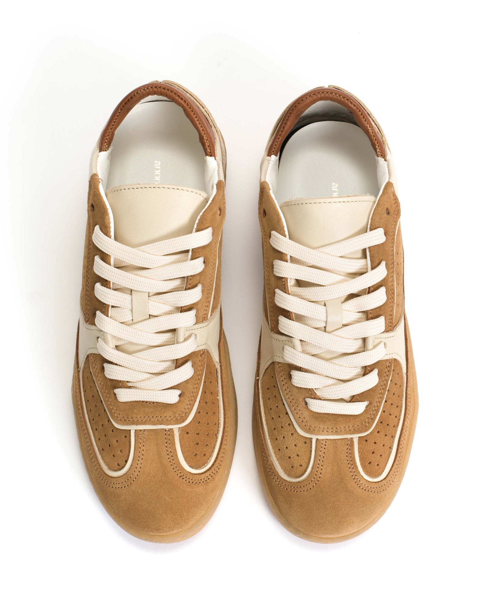Dabbie Soft calf & suede leather White sand & bamboo brown & camel - Anonymous Copenhagen