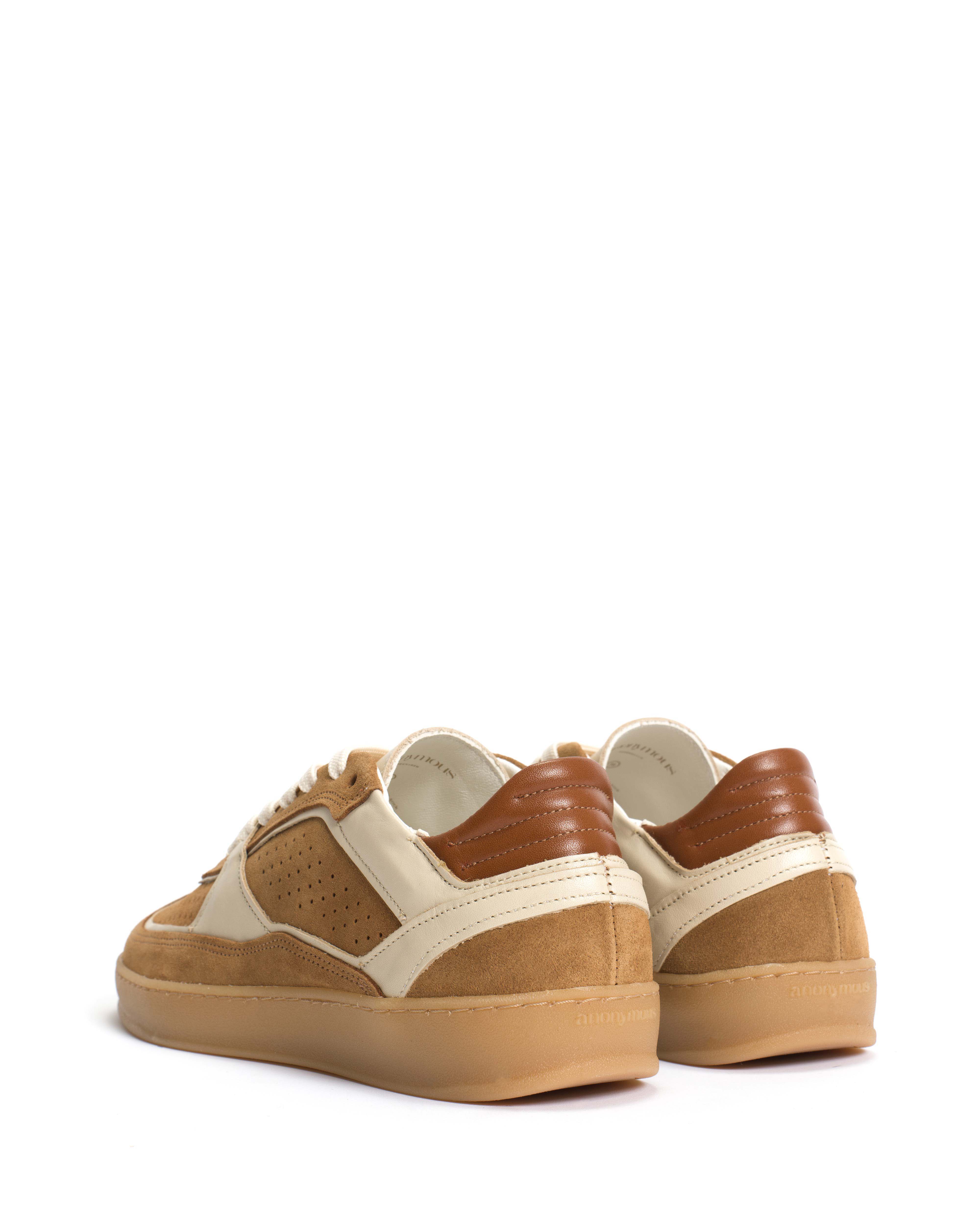 Dabbie Calf suede & soft calf dual & tri color Bamboo brown & white sand & camel