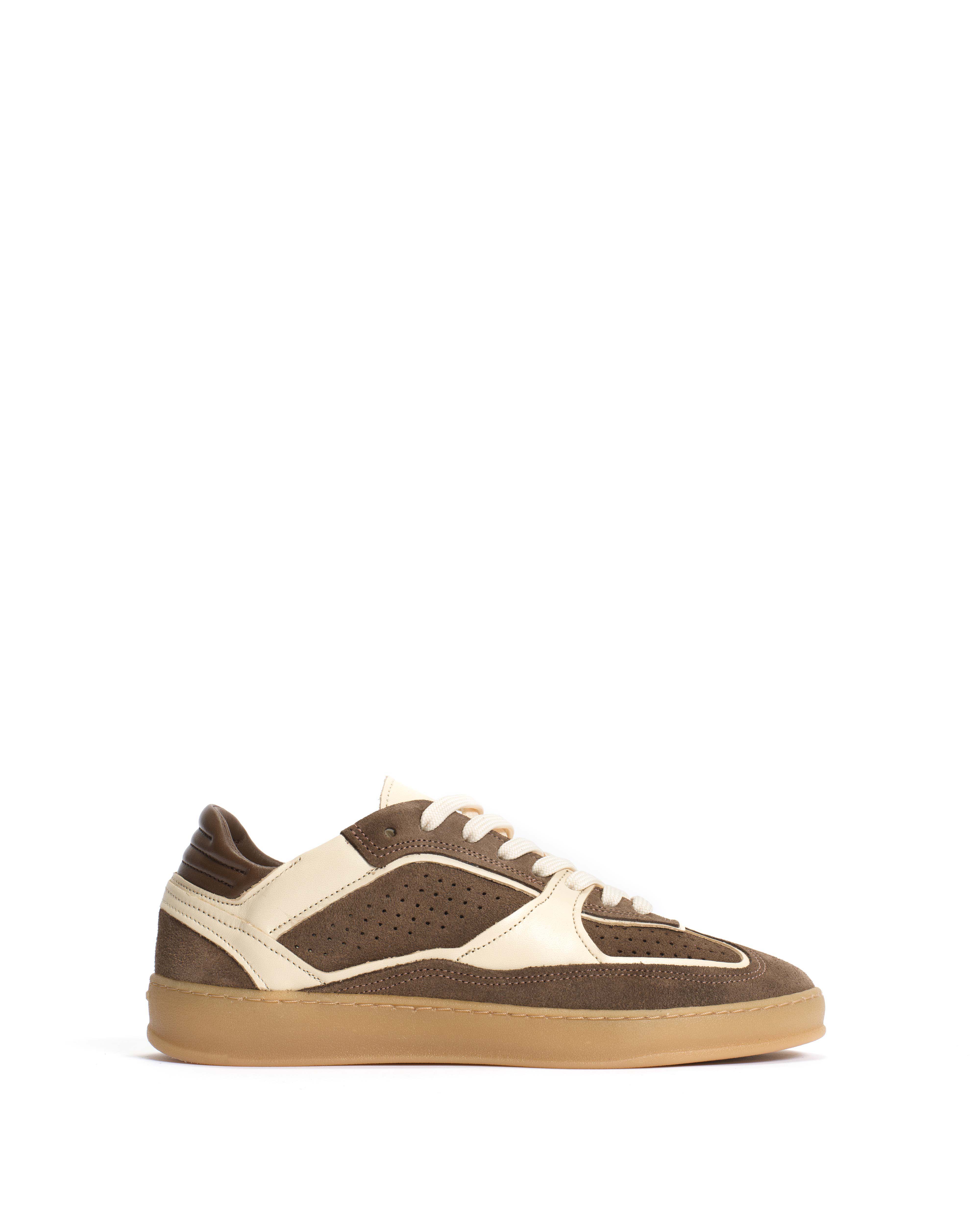 Dabbie Calf suede & soft calf dual & tri color Dark taupe & white sand & dark taupe