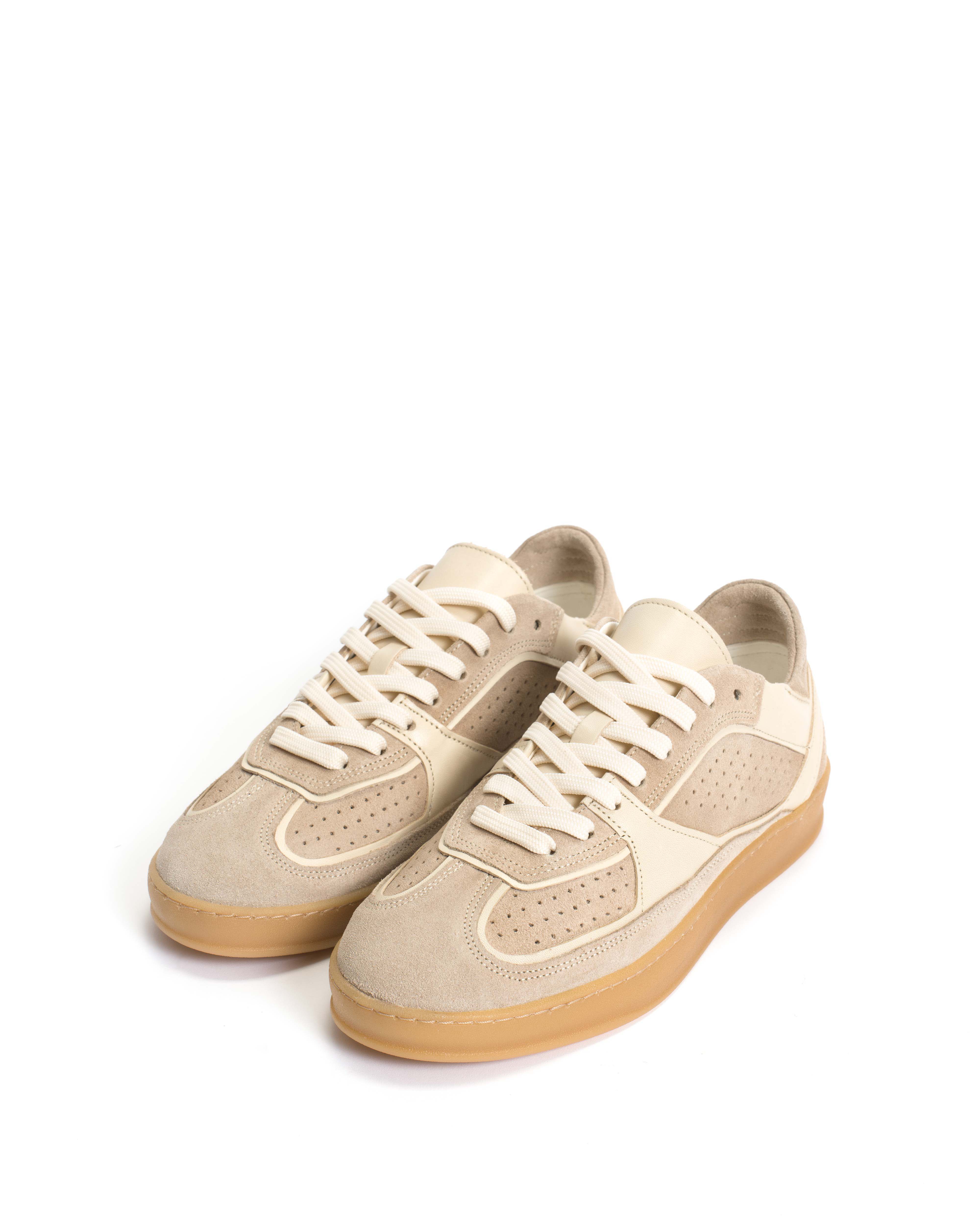 Dabbie Calf suede & soft calf dual & tri color White sand