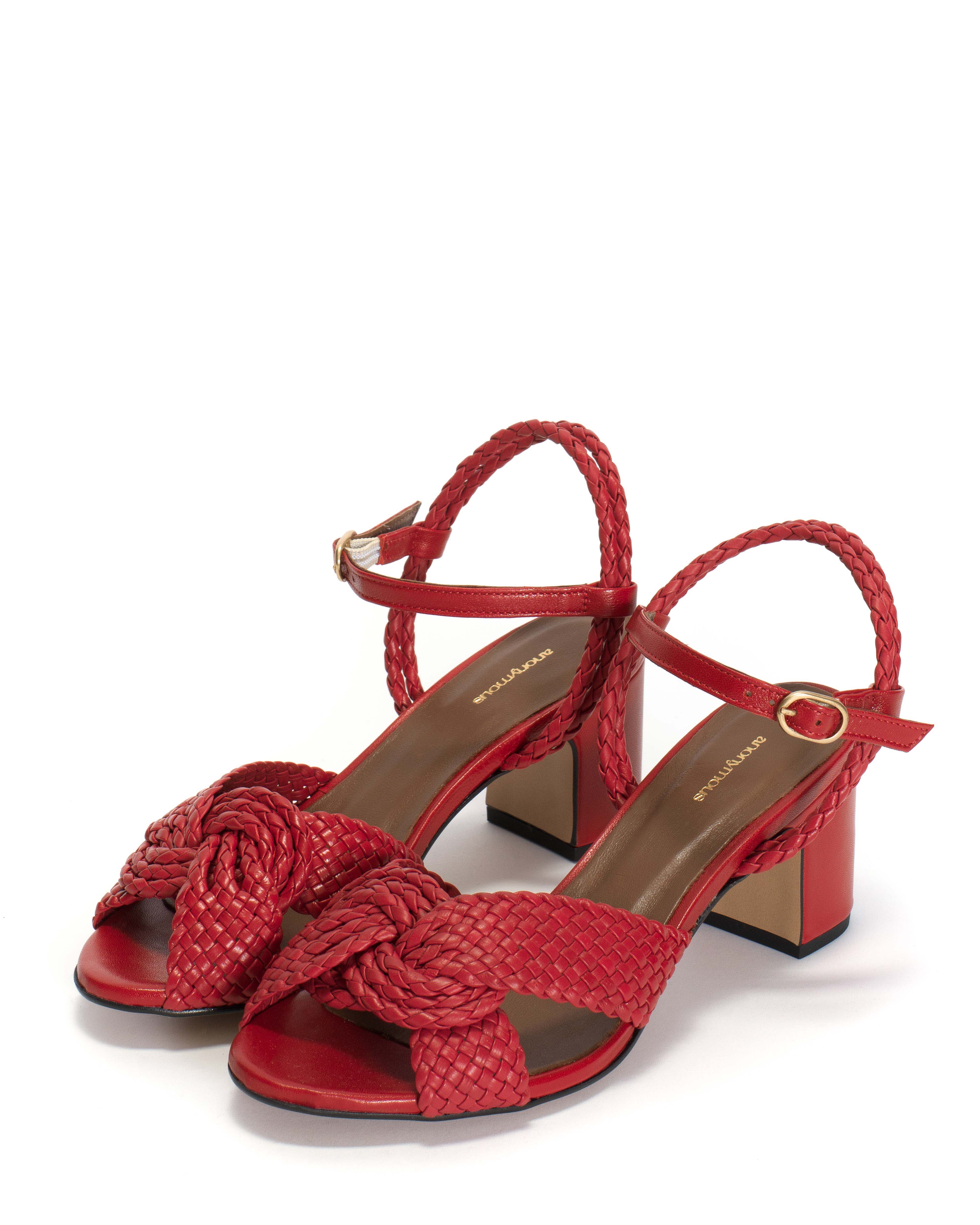 Dilaya 55 Hand-braided leather Ruby red