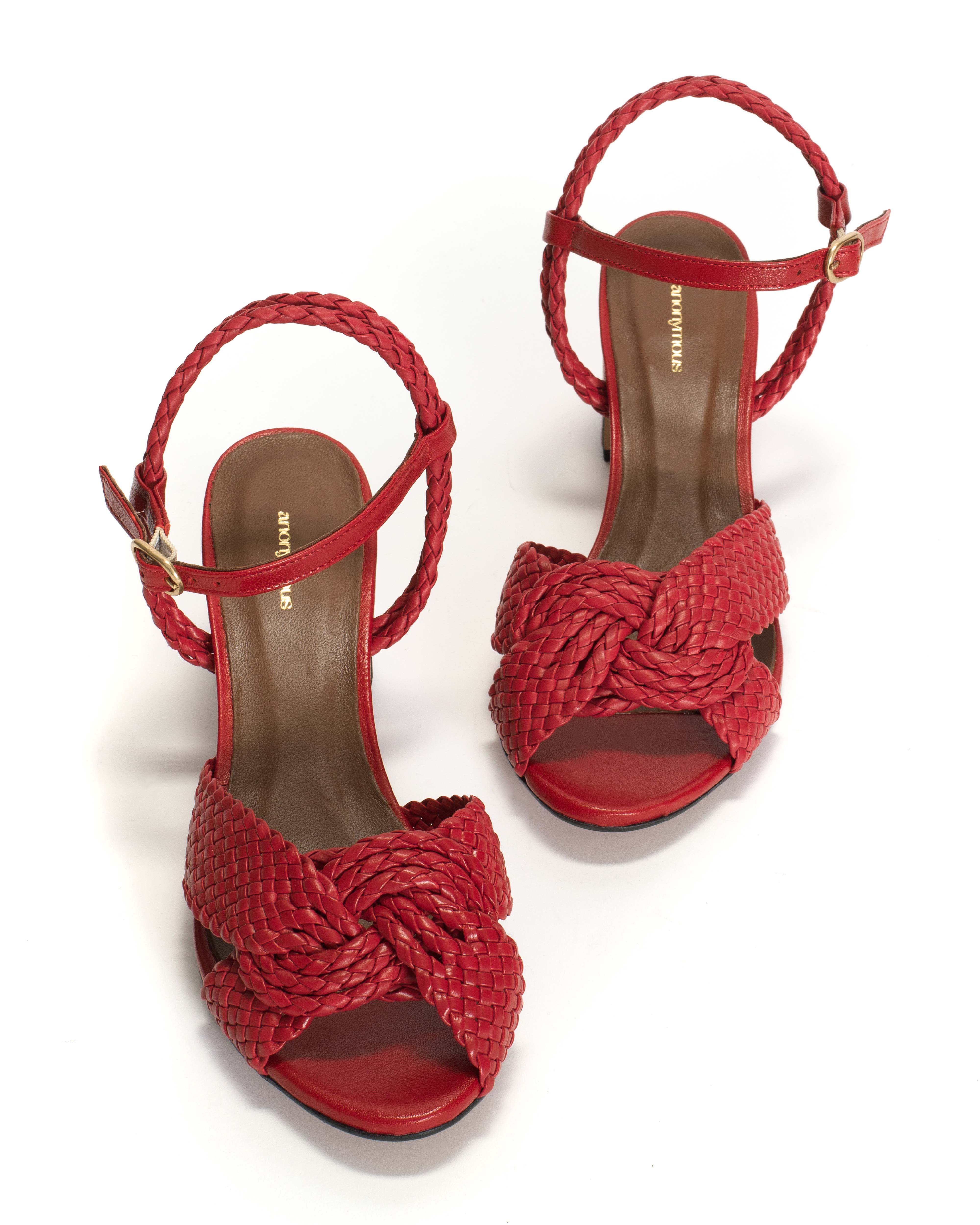 Dilaya 55 Hand-braided leather Ruby red