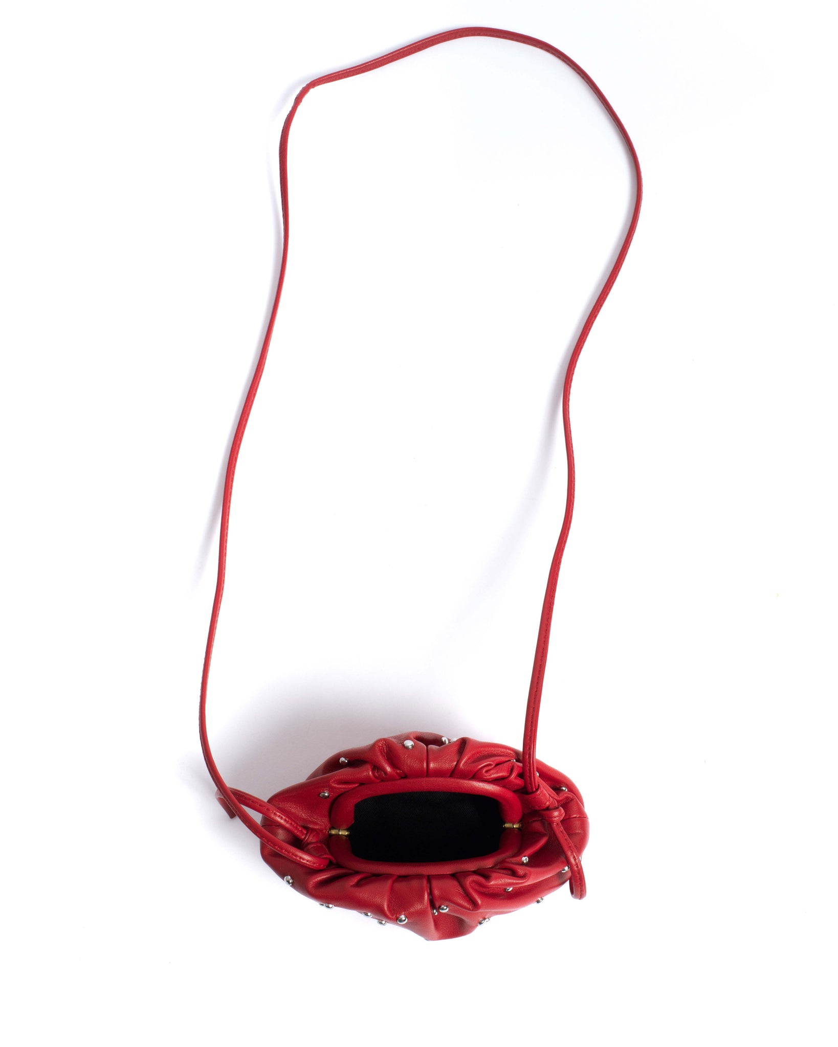 Enuice petite purse Stud-embellished silky lamb Ruby red silver - Anonymous Copenhagen