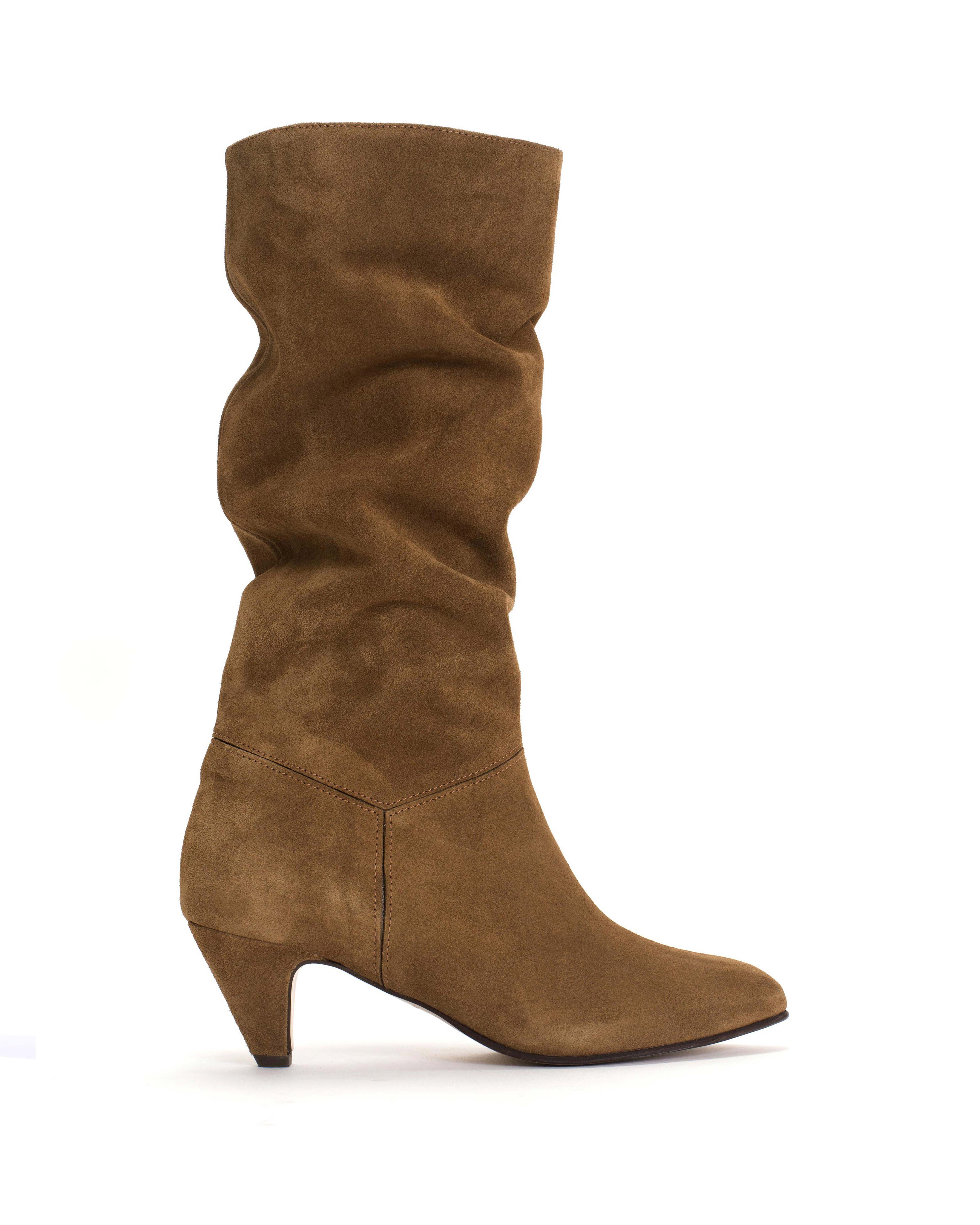 Jasmina 50 stiletto Calf suede & sleek leather Cinnamon & dark taupe
